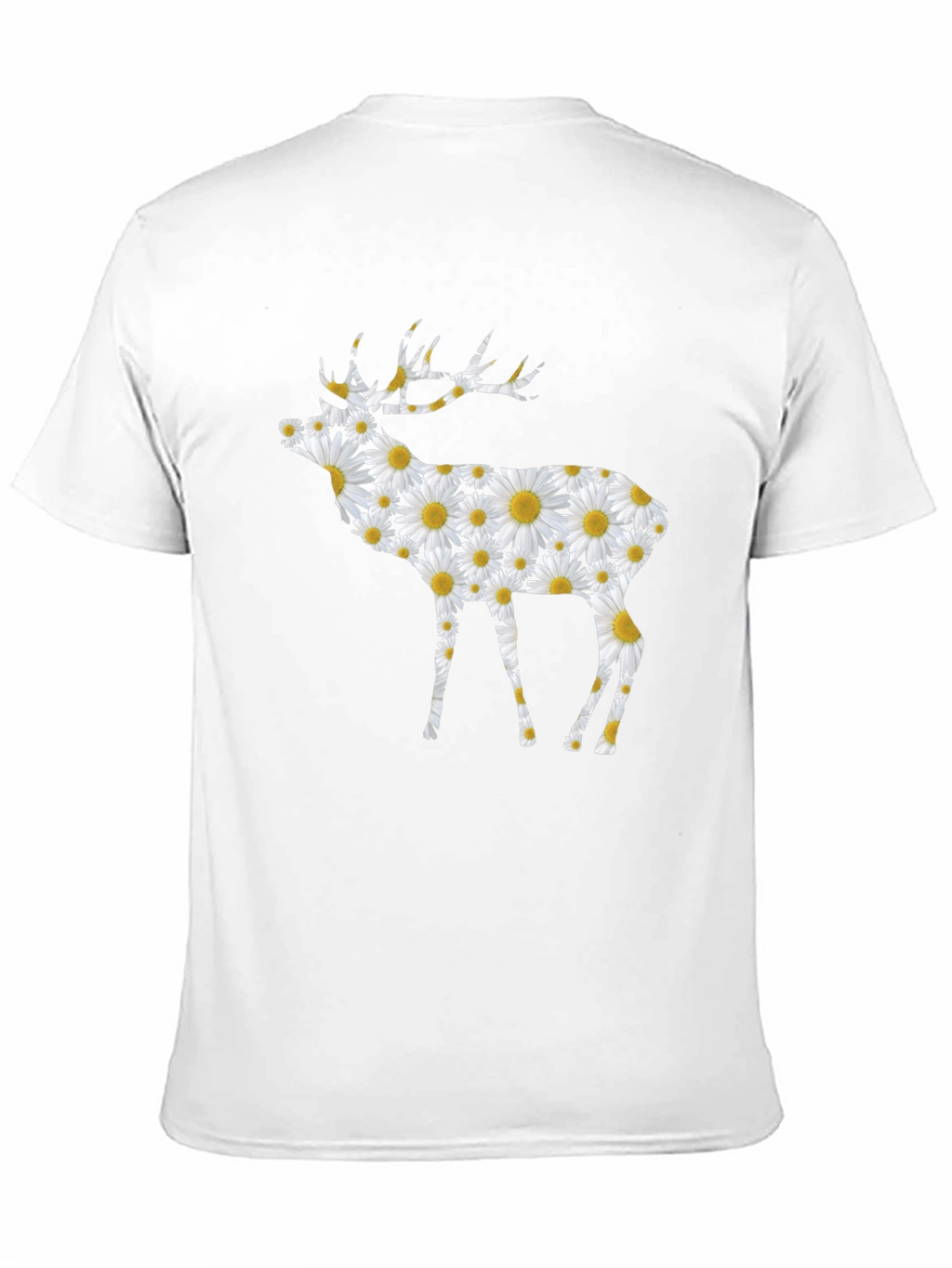Floral Deer Print Black T-Shirt