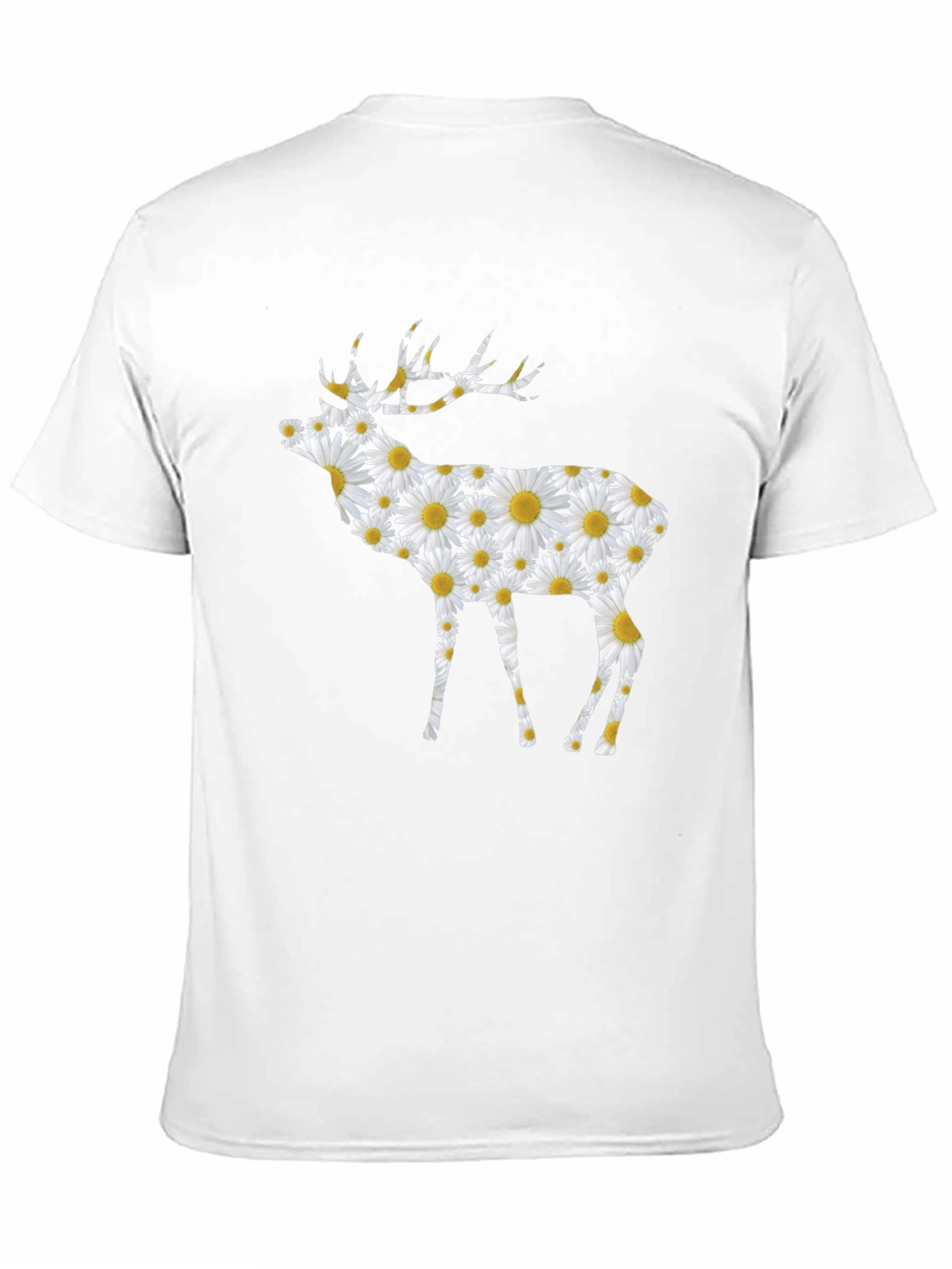 Floral Deer Print Black T-Shirt
