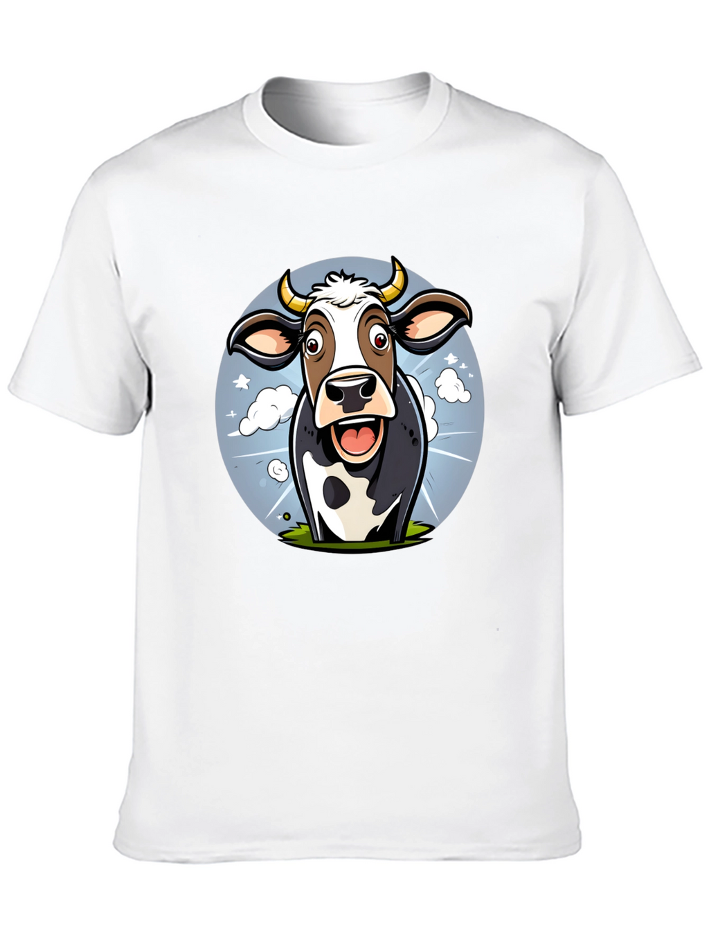 Funny Cow Cartoon Graphic Print Black T-Shirt