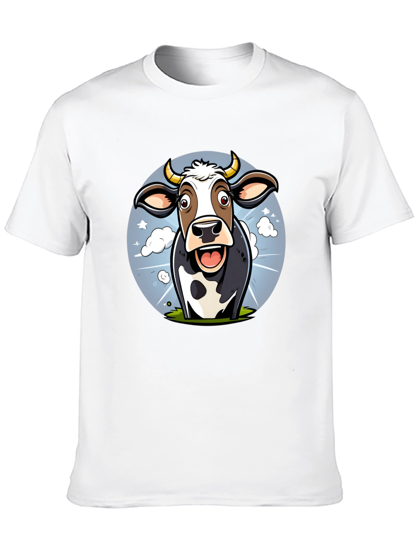 Funny Cow Cartoon Graphic Print Black T-Shirt