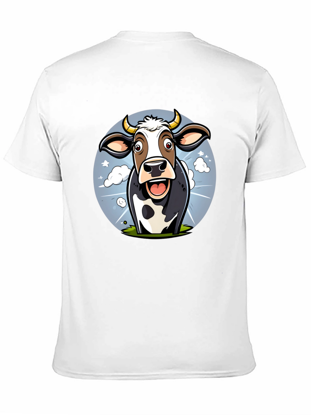 Funny Cow Cartoon Graphic Print Black T-Shirt