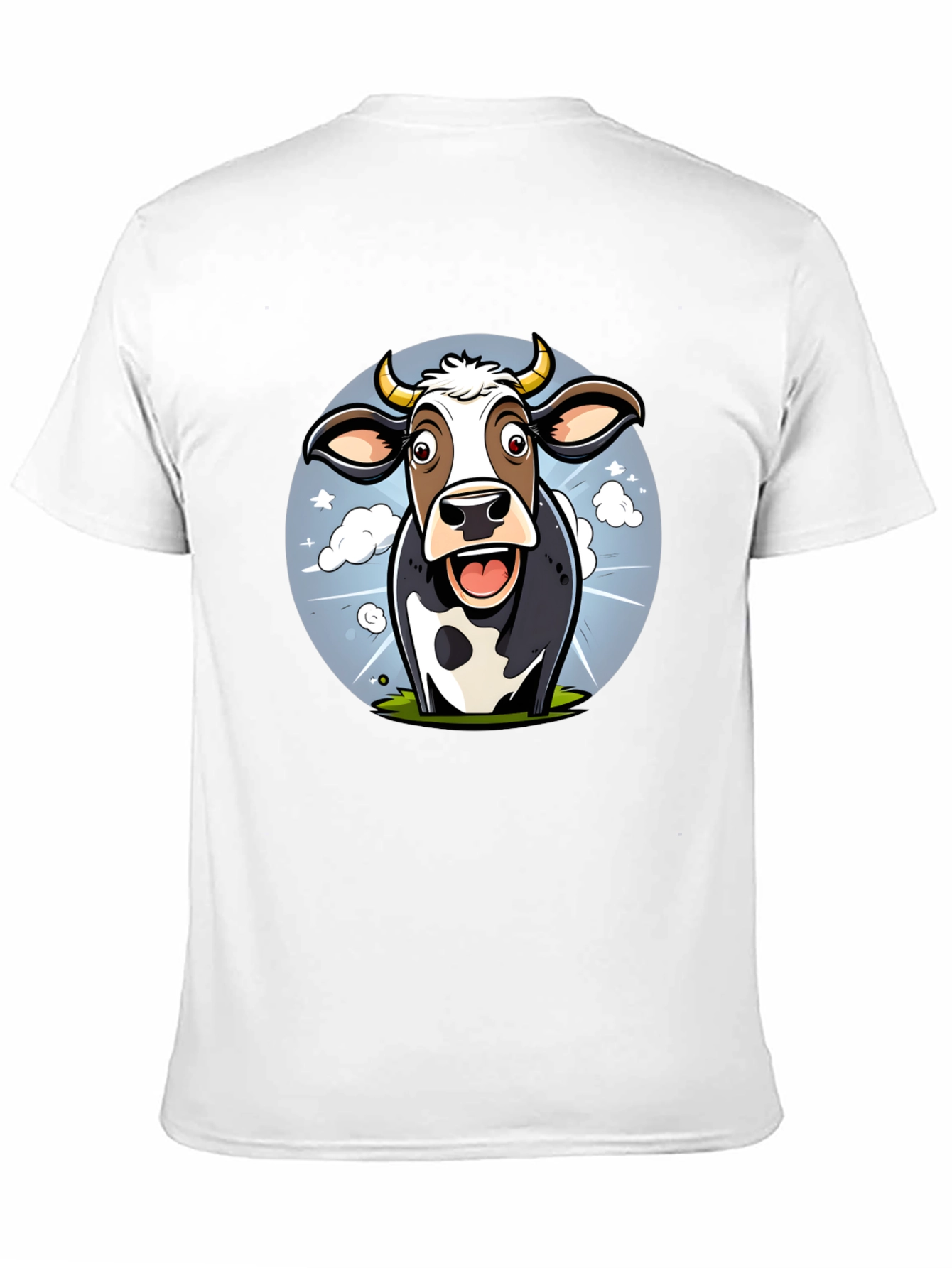 Funny Cow Cartoon Graphic Print Black T-Shirt