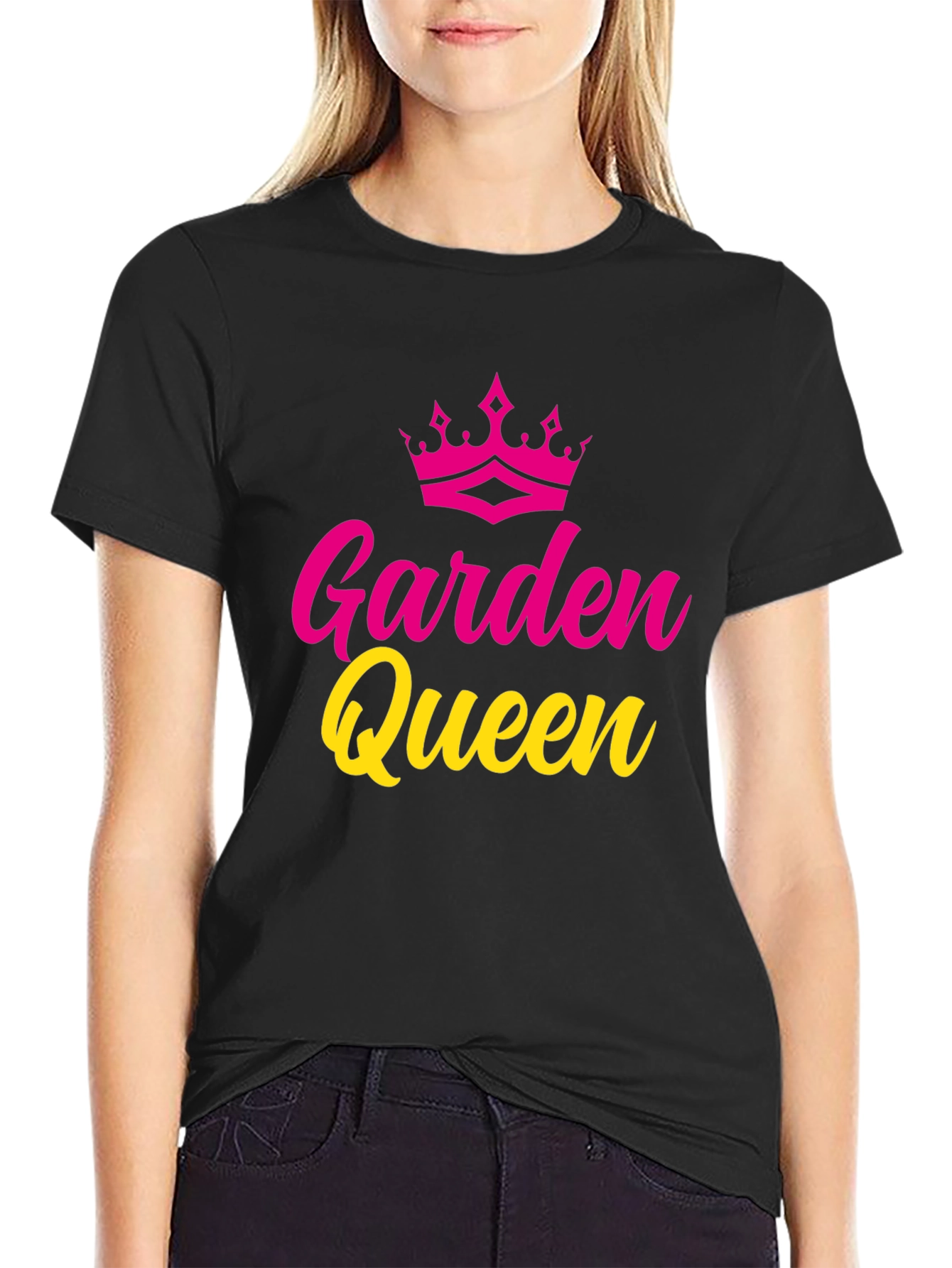 Garden Queen Graphic Tee - Black Cotton T-Shirt