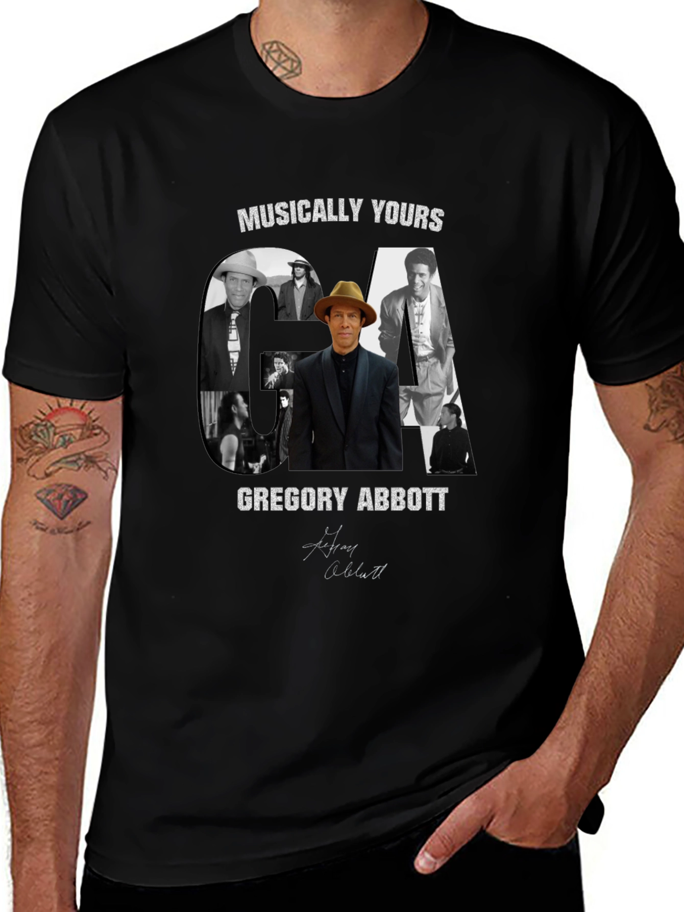 Gregory Abbott T-Shirt - Musically Yours - Mens Black Tee