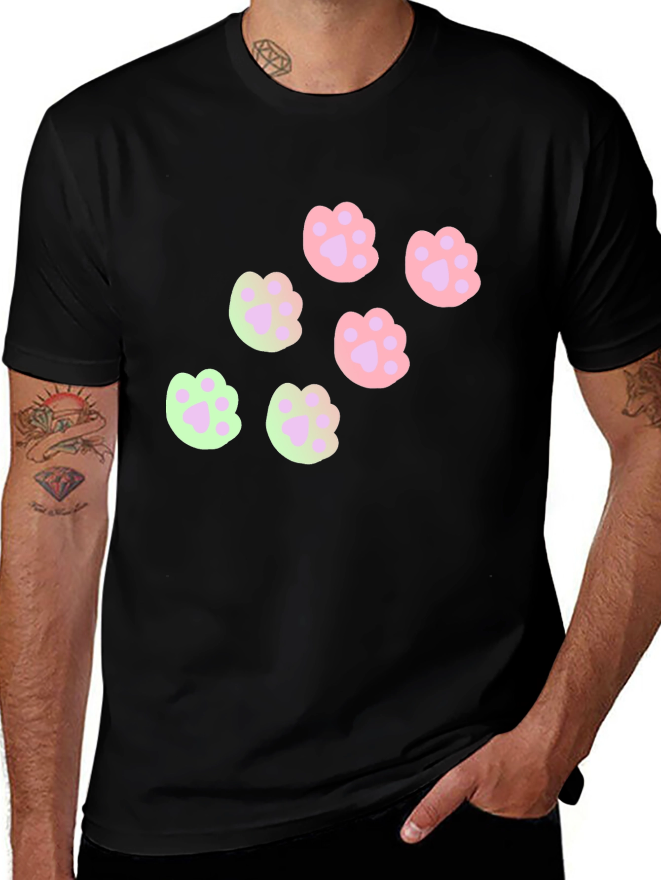 Cute Paw Print T-Shirt - Casual Graphic Tee