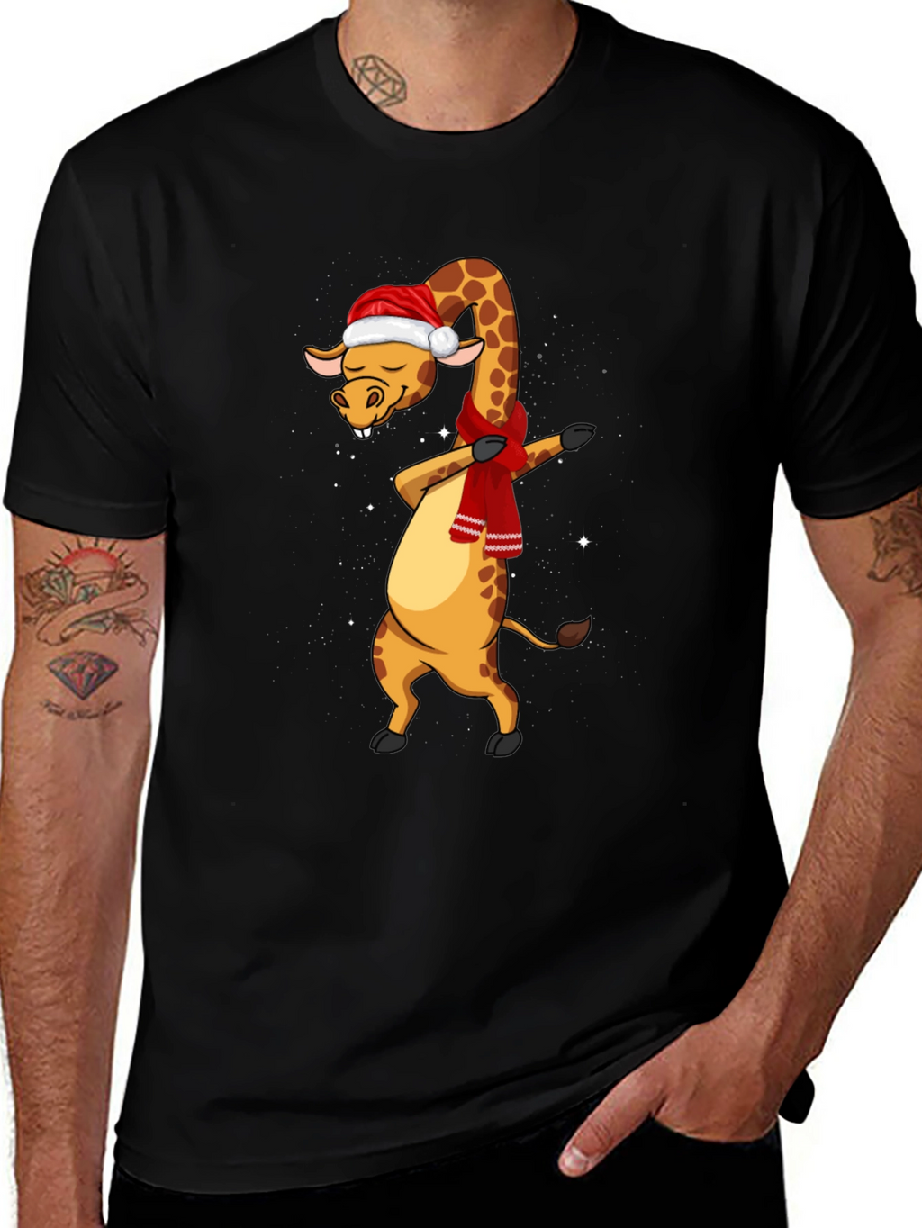 Dabbing Giraffe Christmas T-Shirt