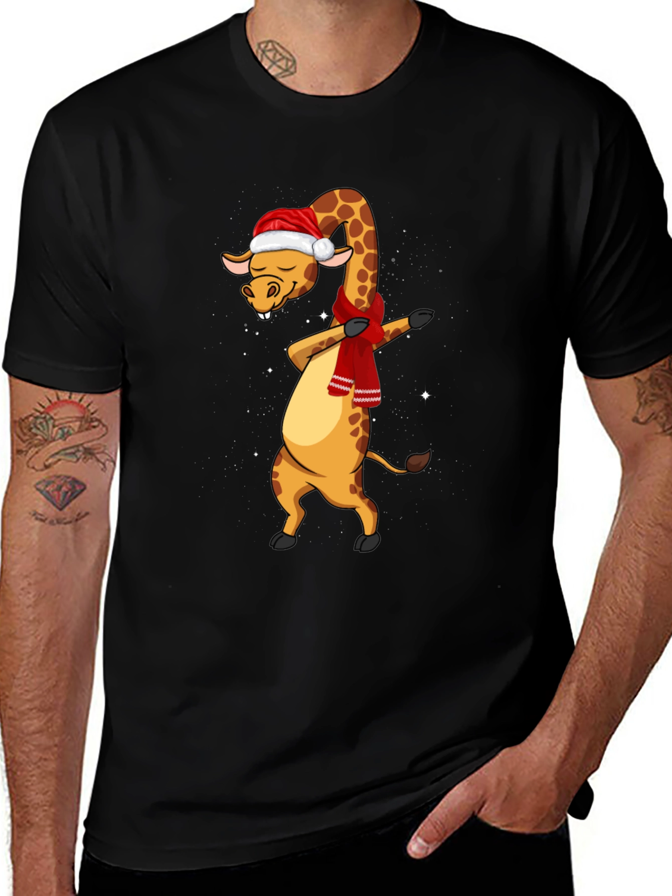 Dabbing Giraffe Christmas T-Shirt
