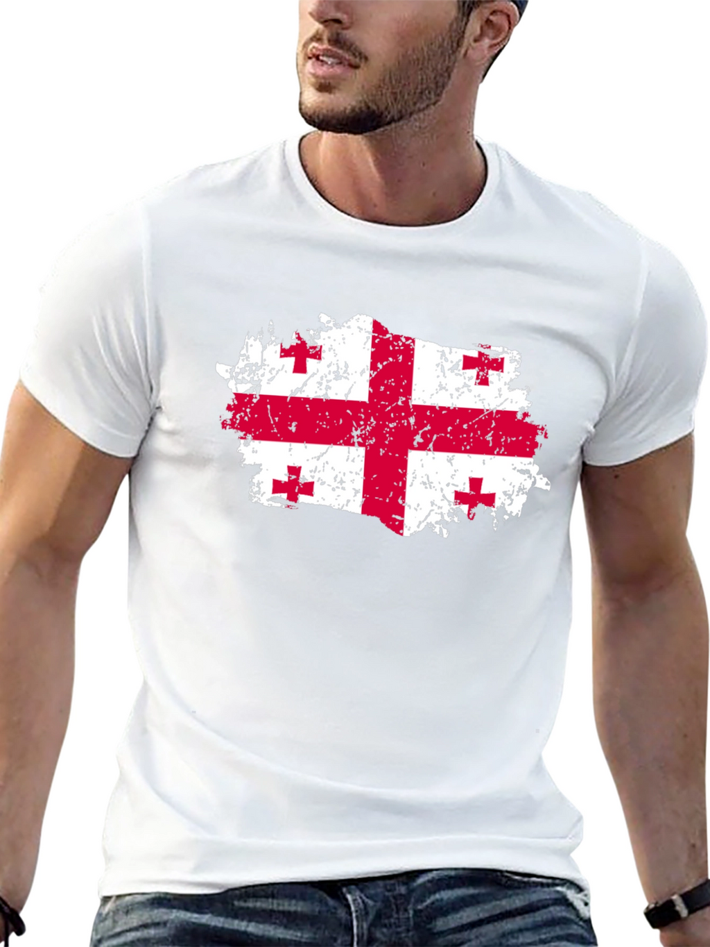 Georgia Flag T-Shirt - Distressed Look