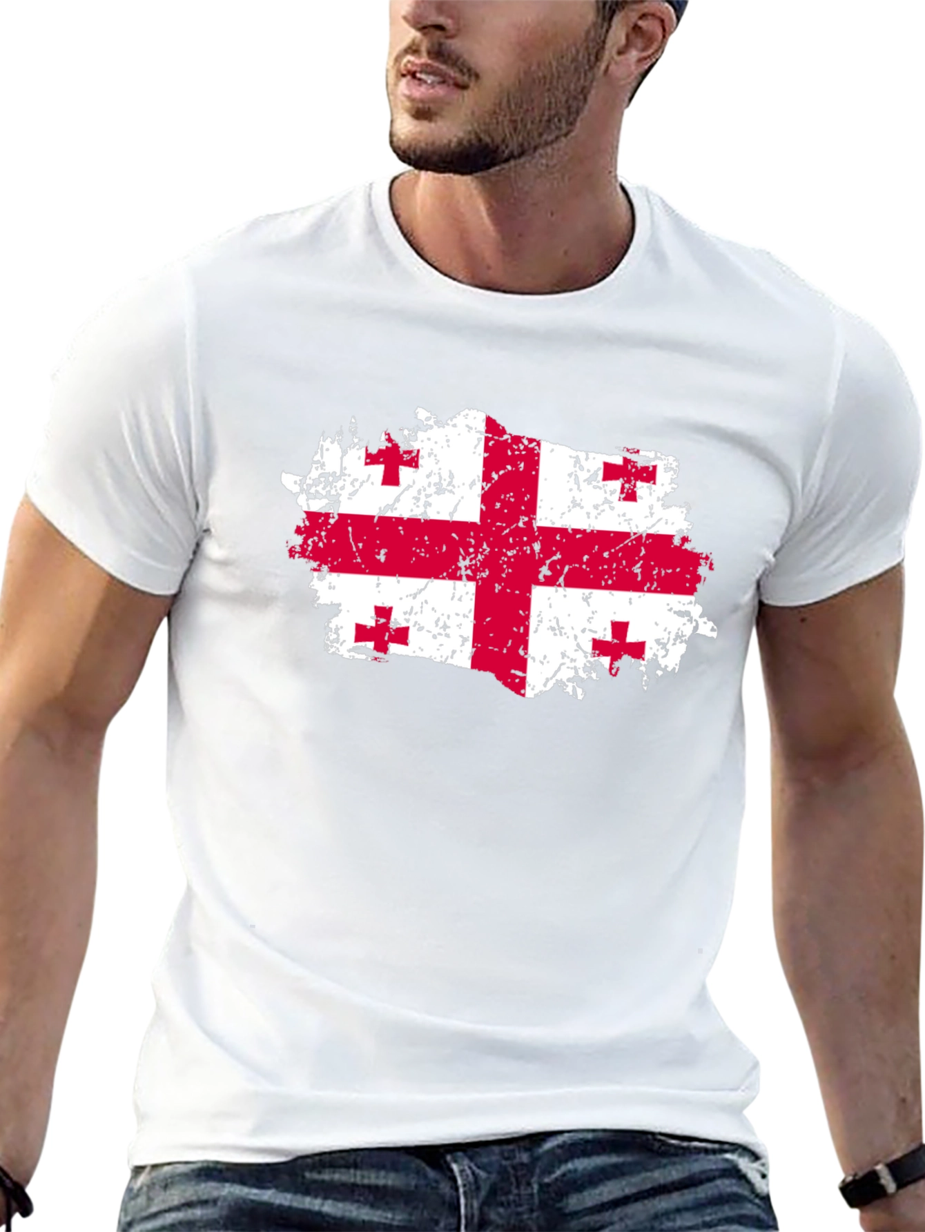 Georgia Flag T-Shirt - Distressed Look