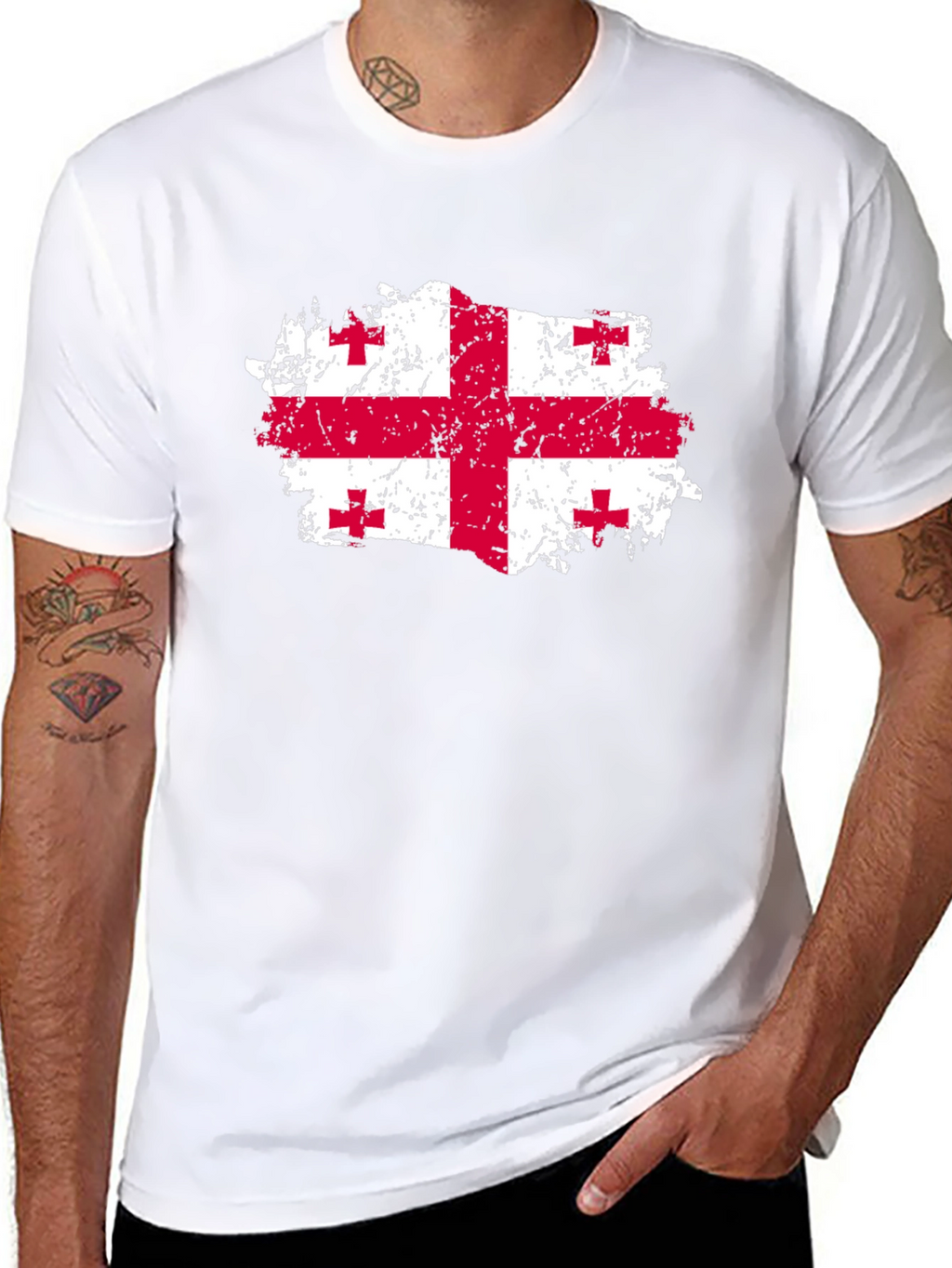 Georgia Flag T-Shirt - Distressed Look
