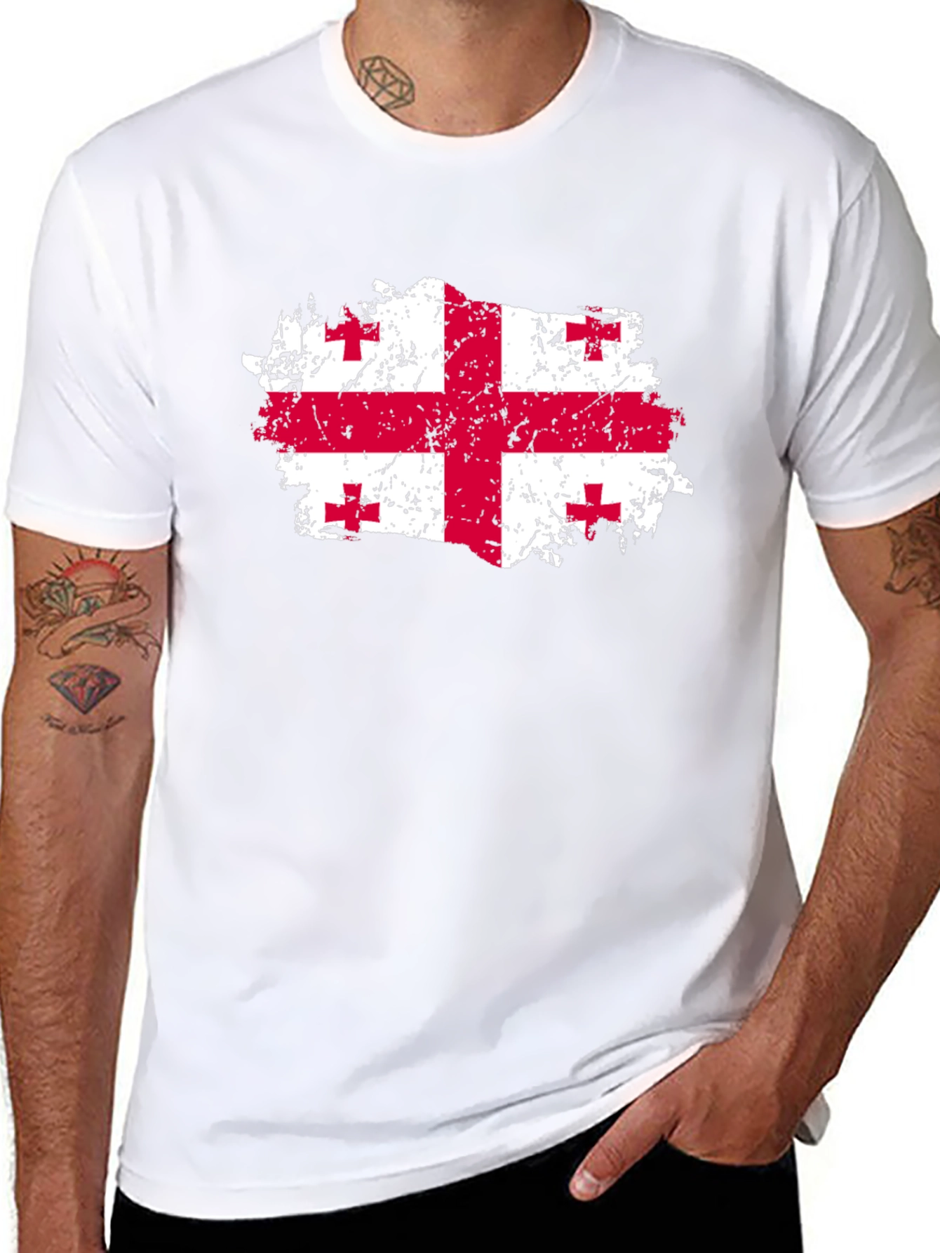 Georgia Flag T-Shirt - Distressed Look