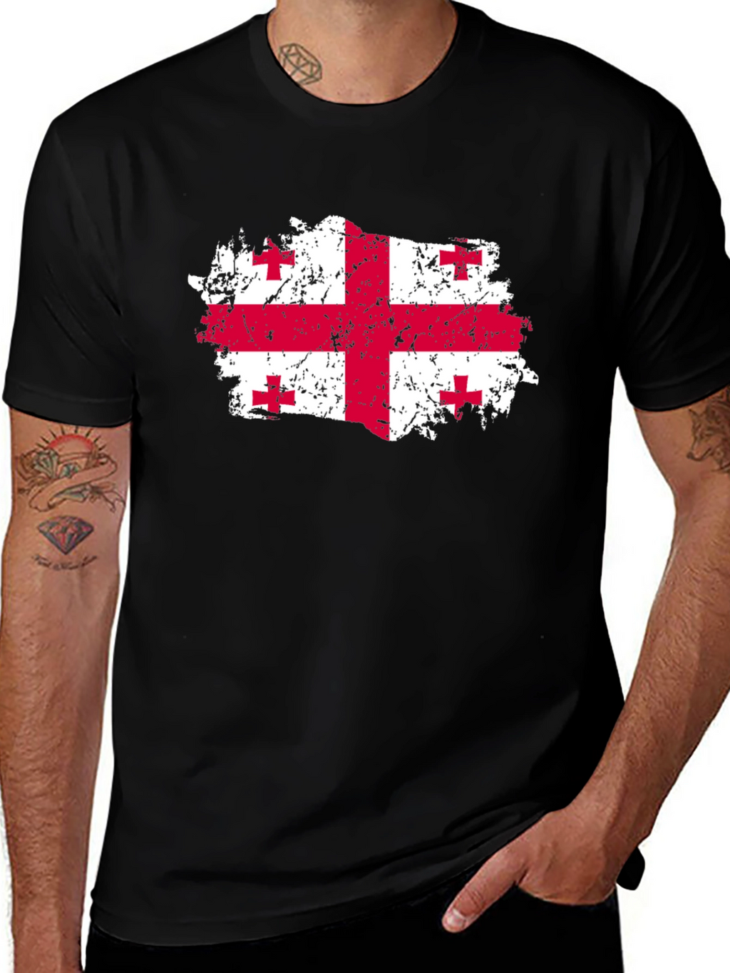 Georgia Flag T-Shirt - Distressed Look