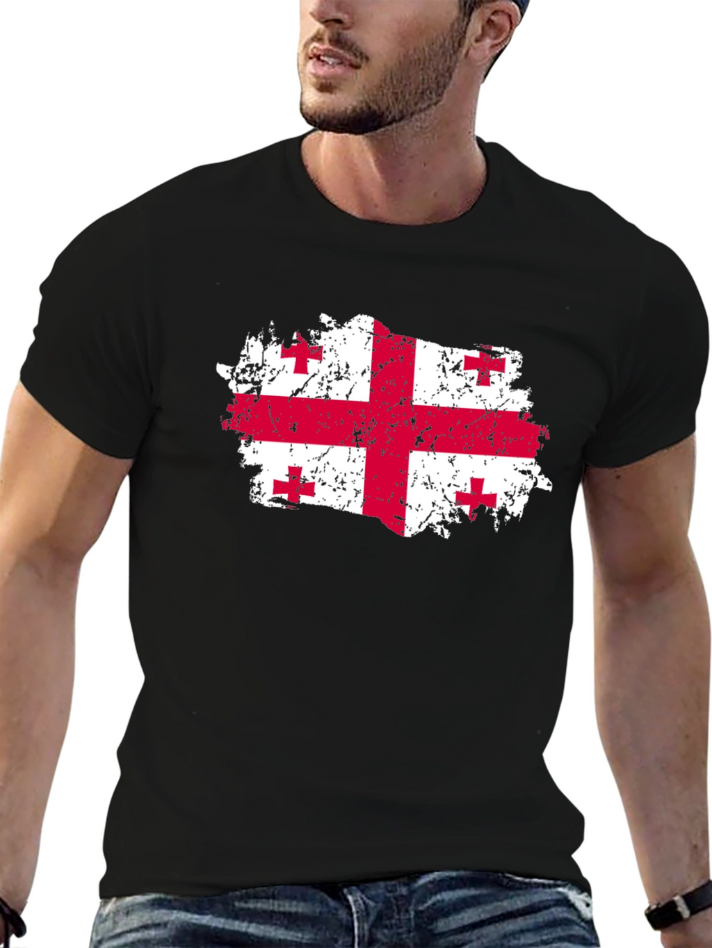 Georgia Flag T-Shirt - Distressed Look