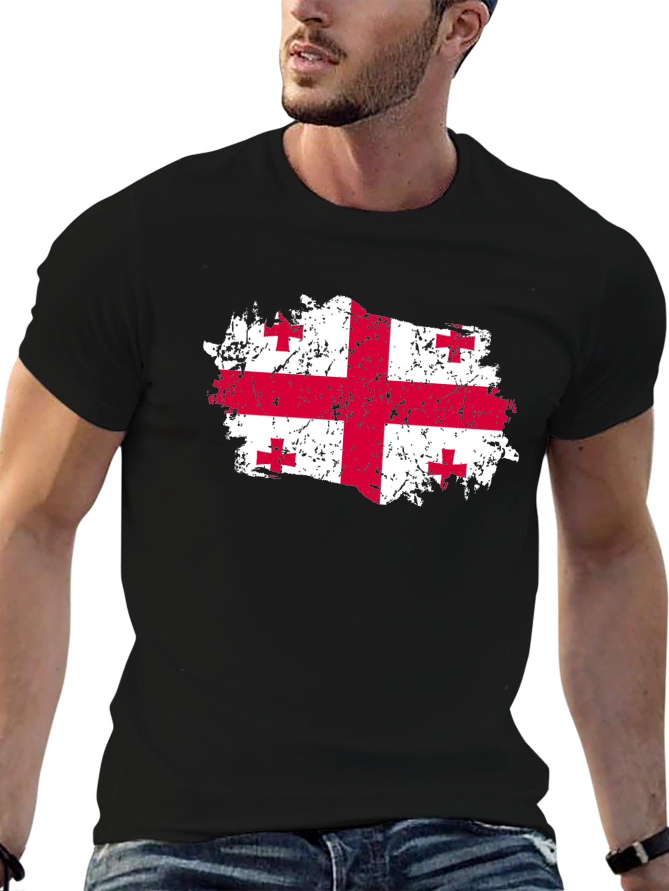 Georgia Flag T-Shirt - Distressed Look