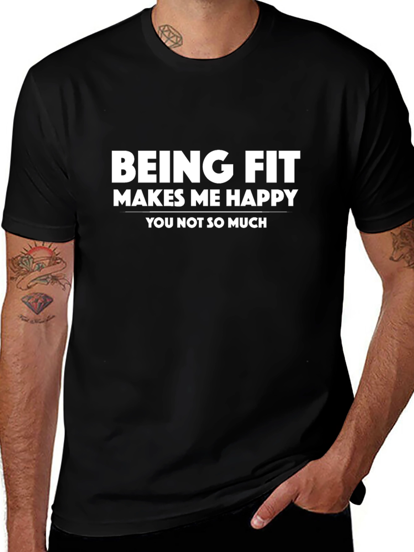 Funny Workout T-Shirt - Being Fit Makes Me Happy