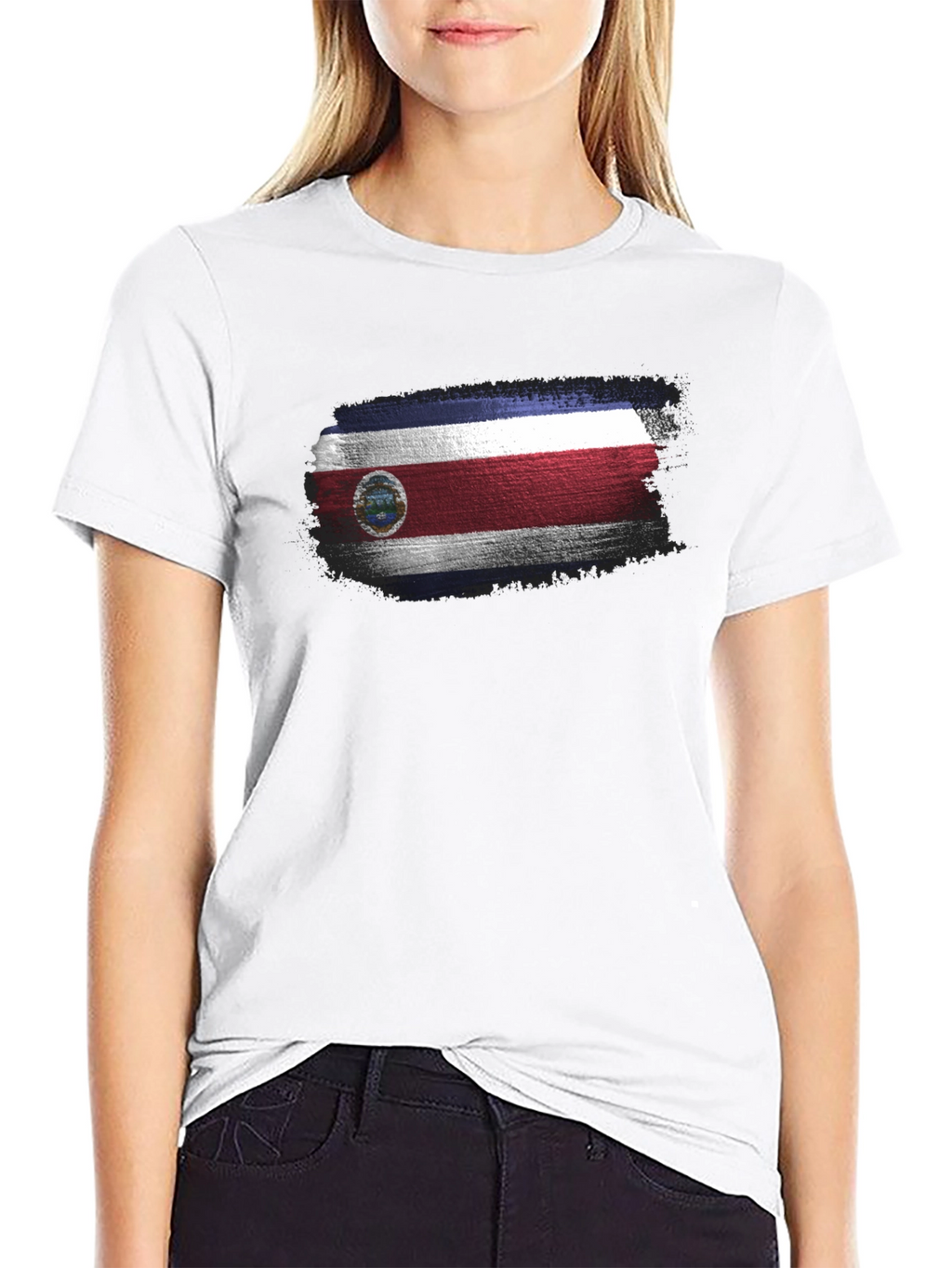 Costa Rica Flag T-Shirt Mens Black Tee