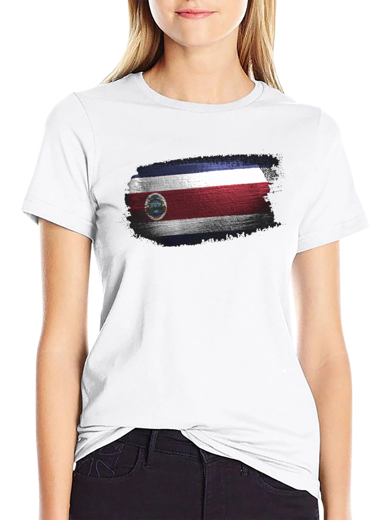 Costa Rica Flag T-Shirt Mens Black Tee