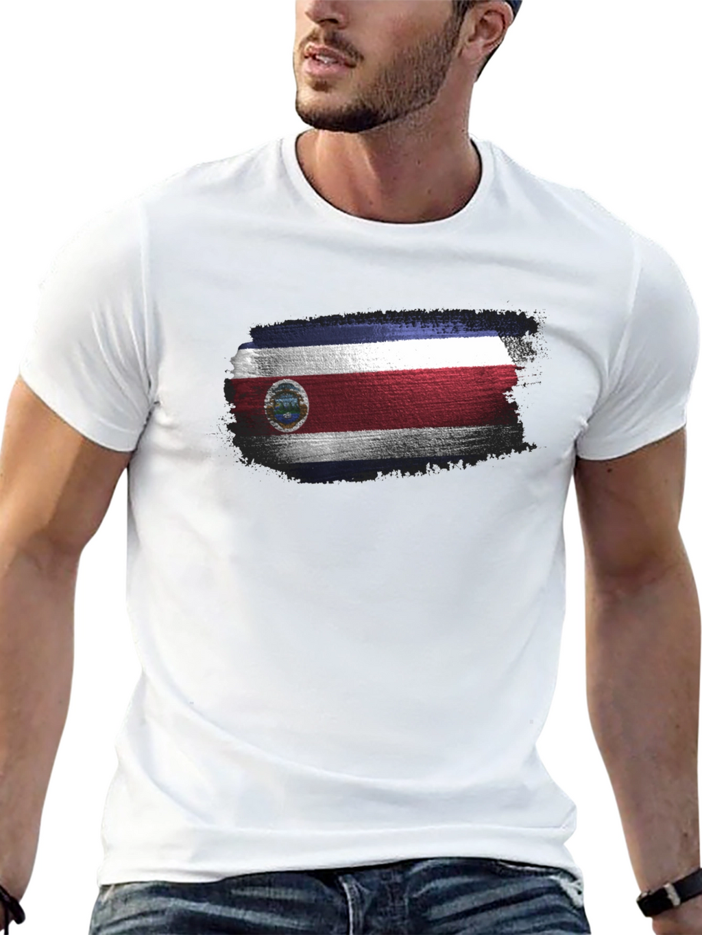 Costa Rica Flag T-Shirt Mens Black Tee