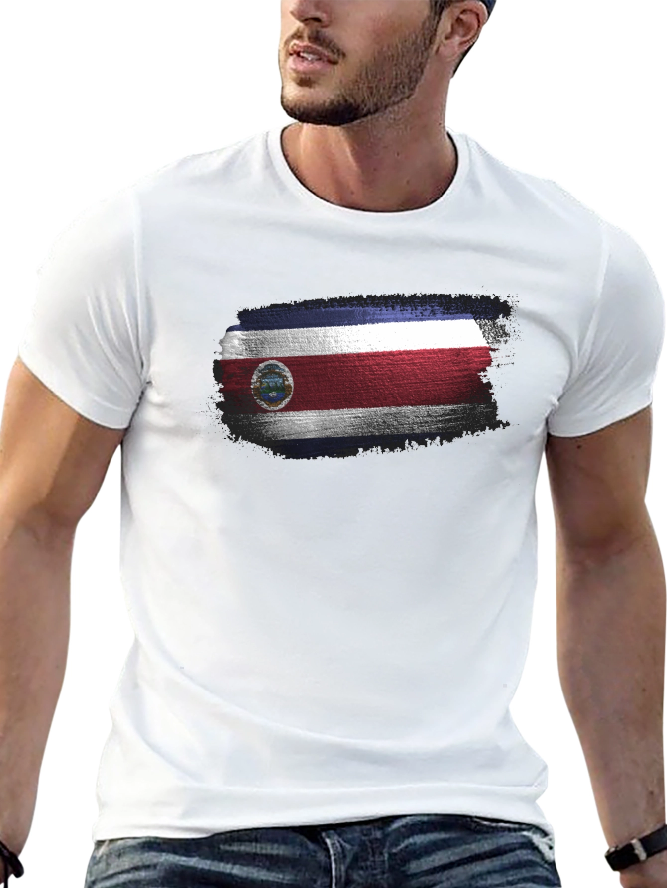 Costa Rica Flag T-Shirt Mens Black Tee