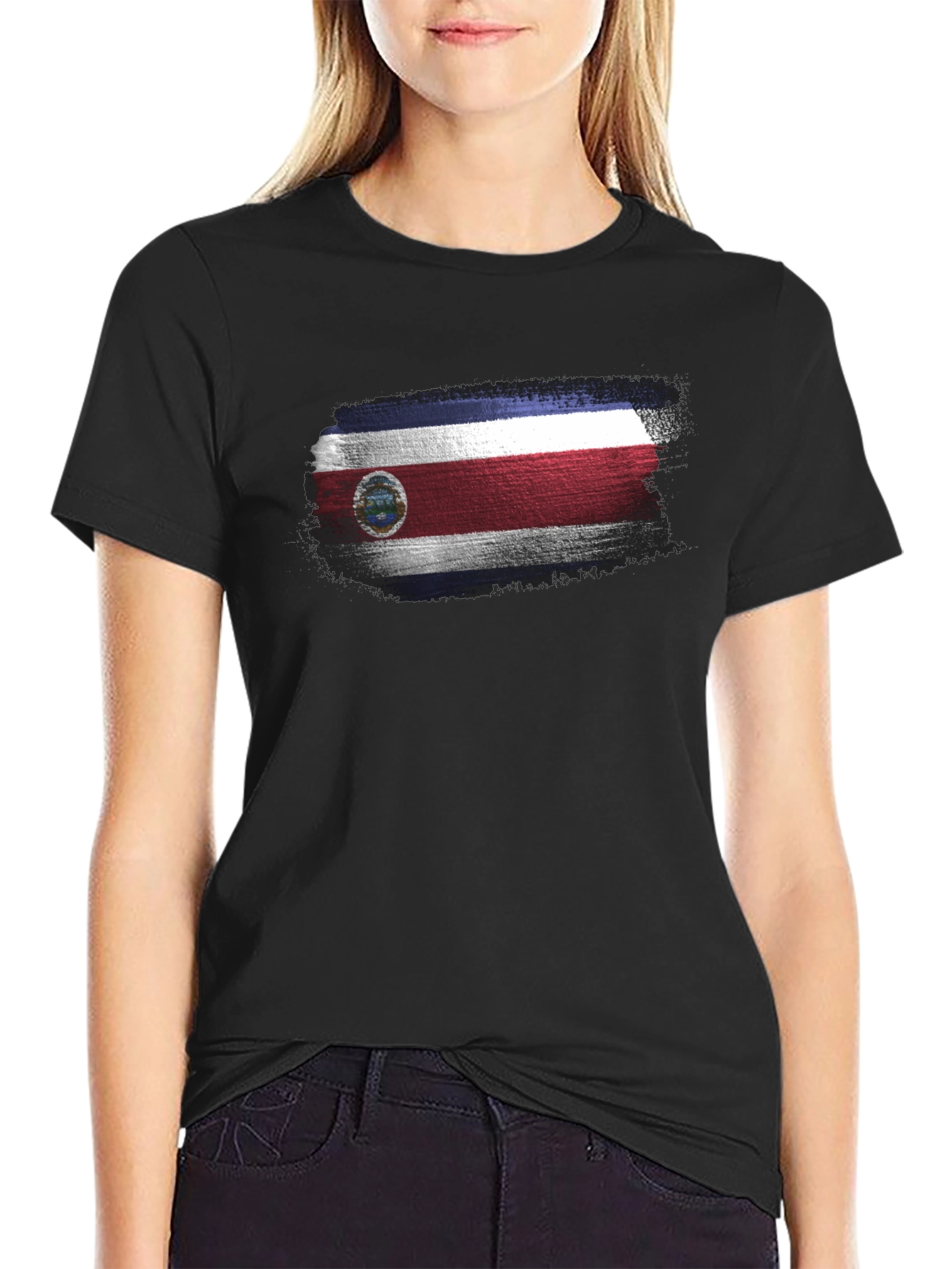 Costa Rica Flag T-Shirt Mens Black Tee