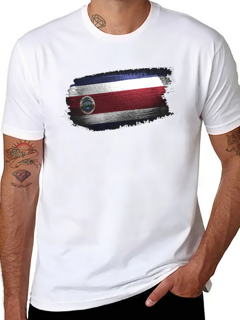 Costa Rica Flag T-Shirt Mens Black Tee