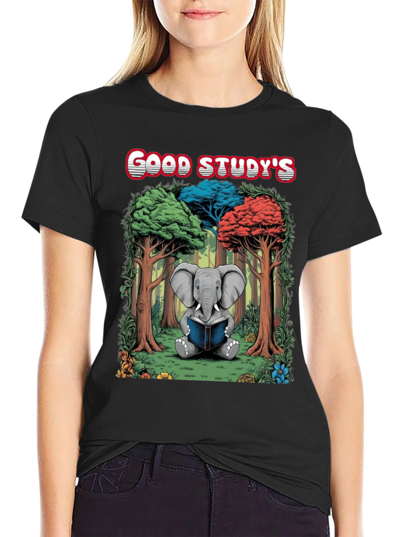 Good Studys Elephant Reading T-Shirt