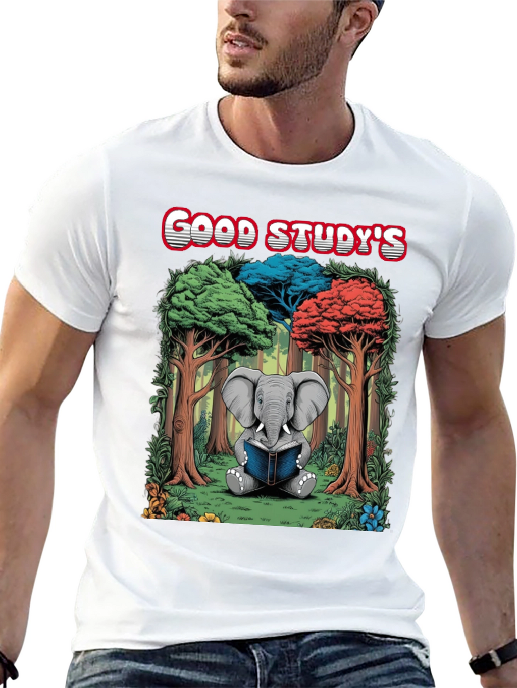 Good Studys Elephant Reading T-Shirt