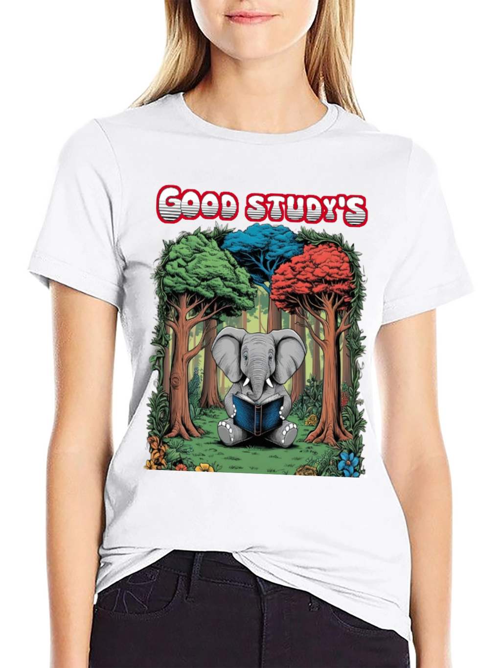 Good Studys Elephant Reading T-Shirt