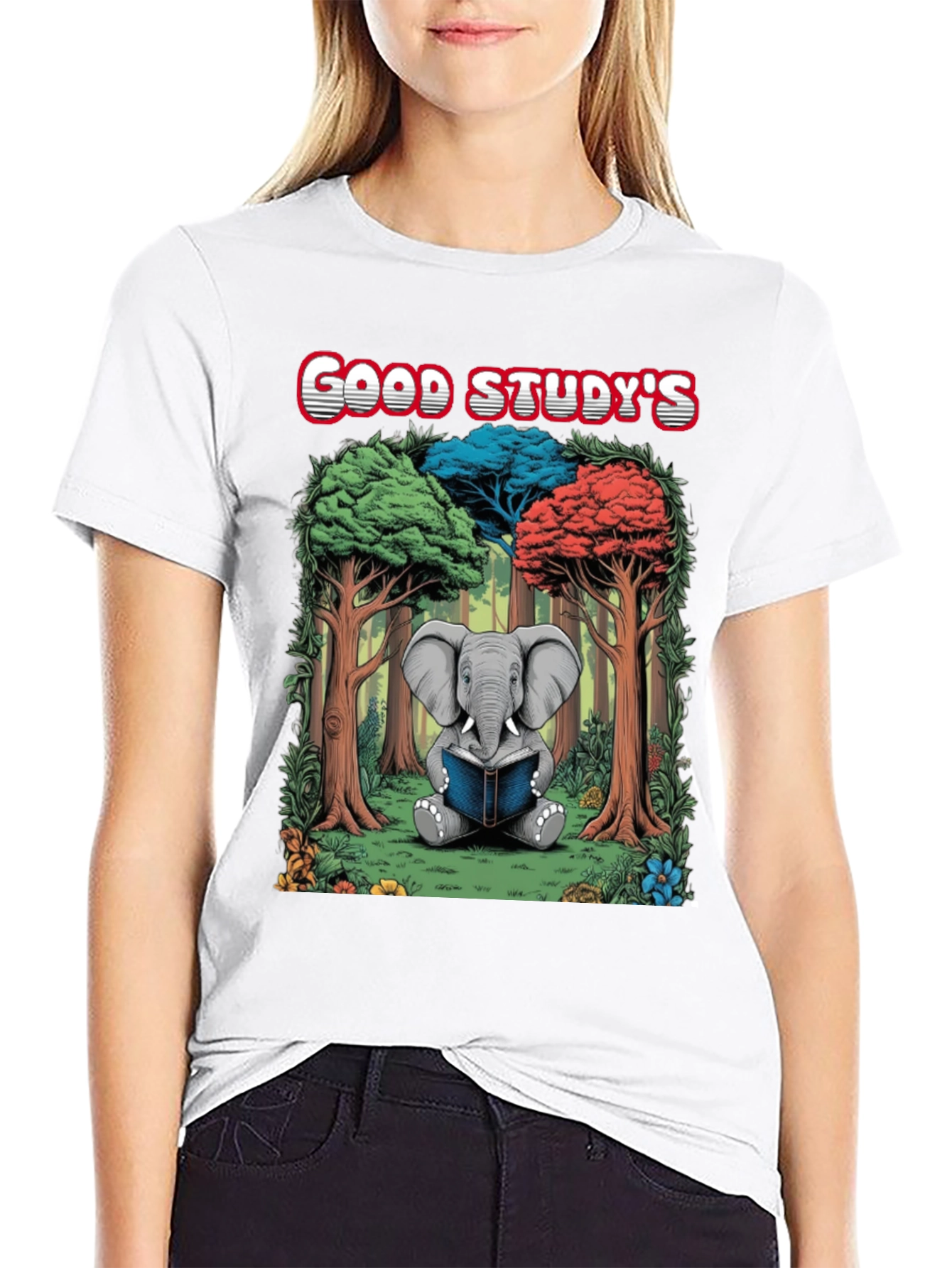 Good Studys Elephant Reading T-Shirt