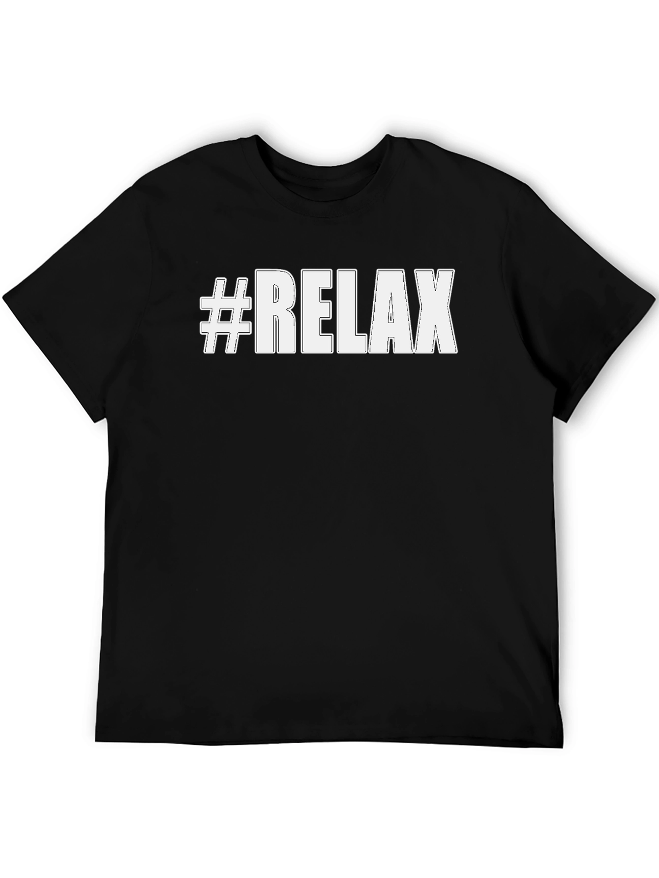 #Relax Black Cotton Graphic Tee