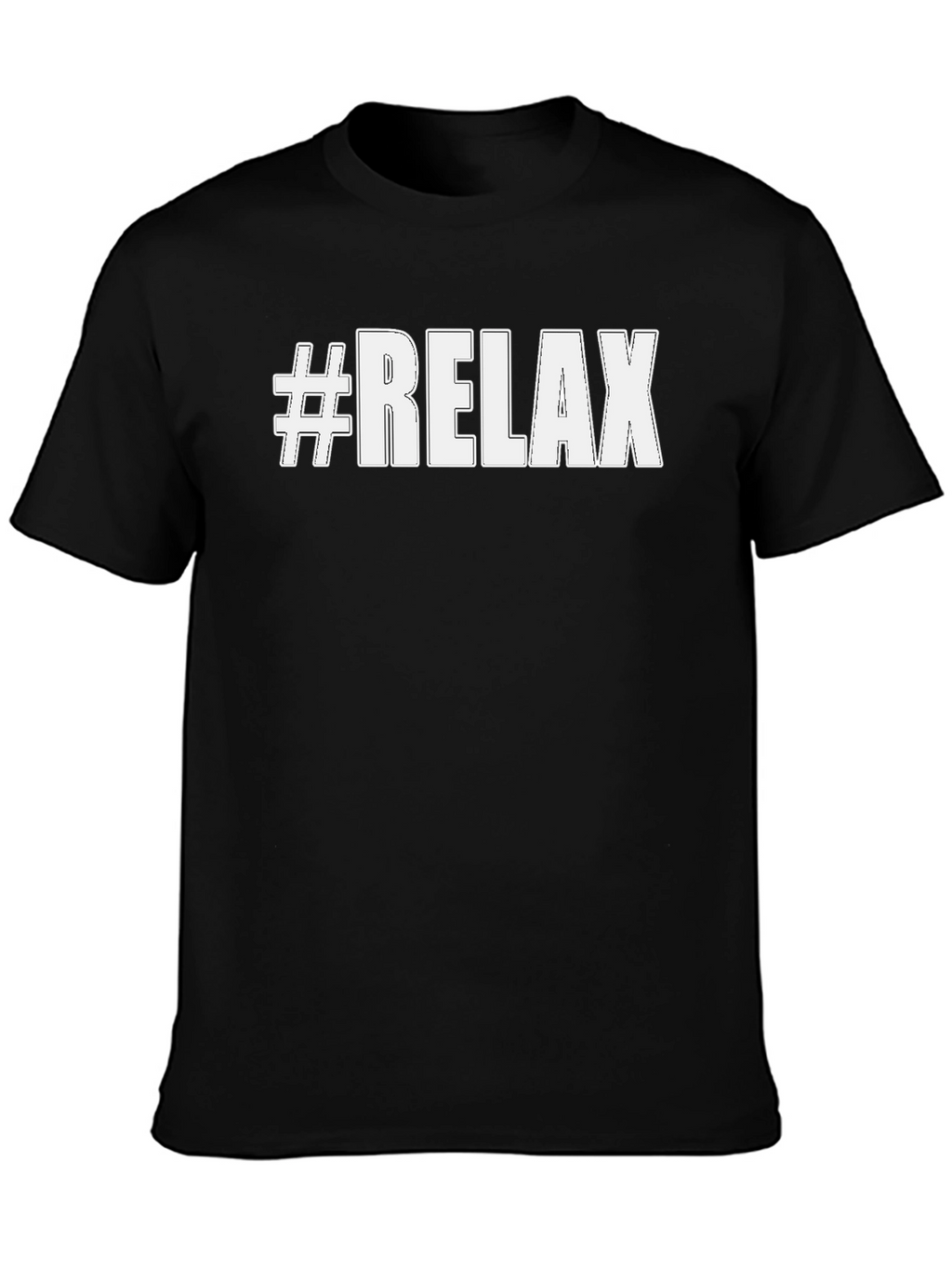 #Relax Black Cotton Graphic Tee