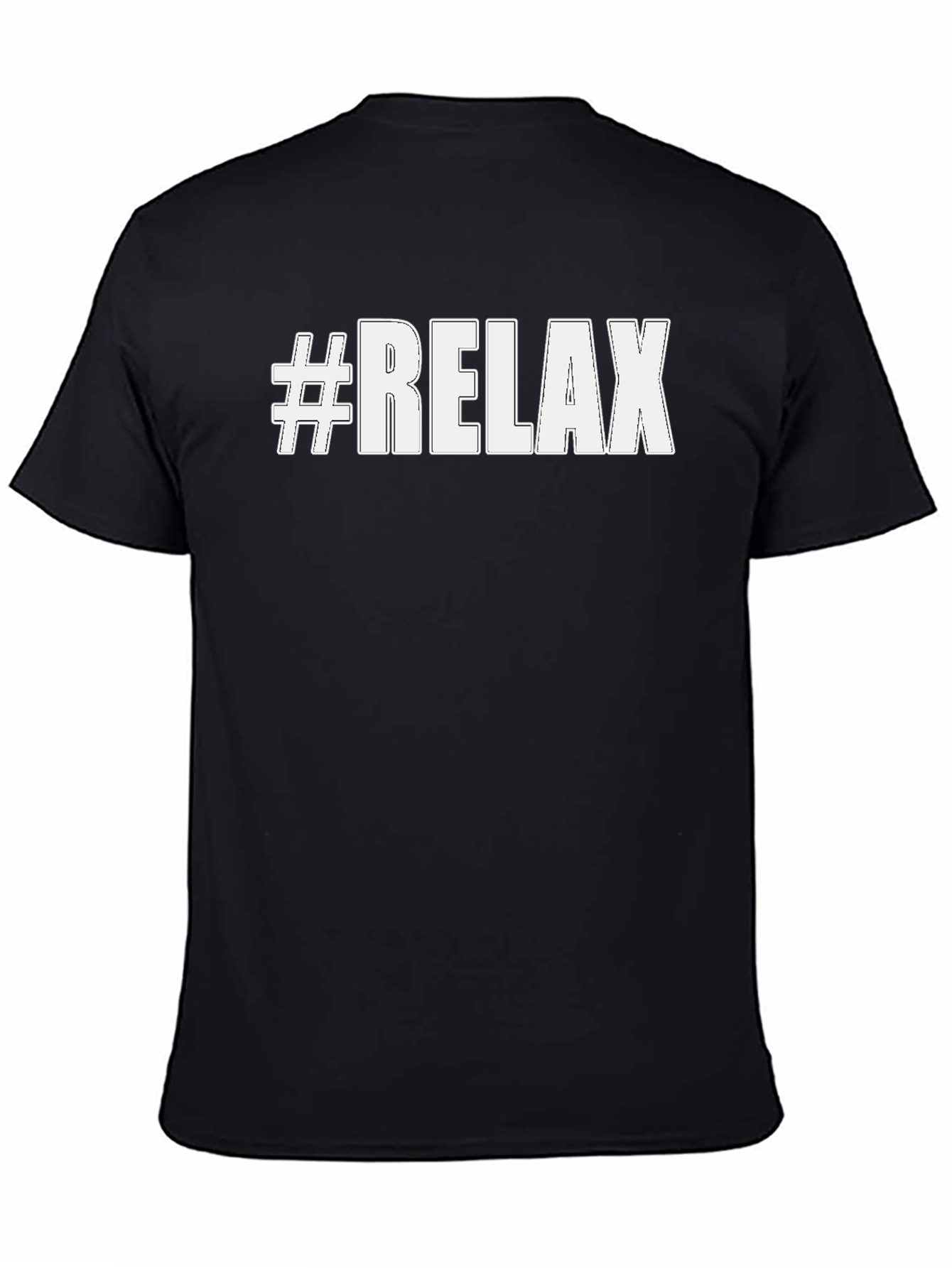 #Relax Black Cotton Graphic Tee