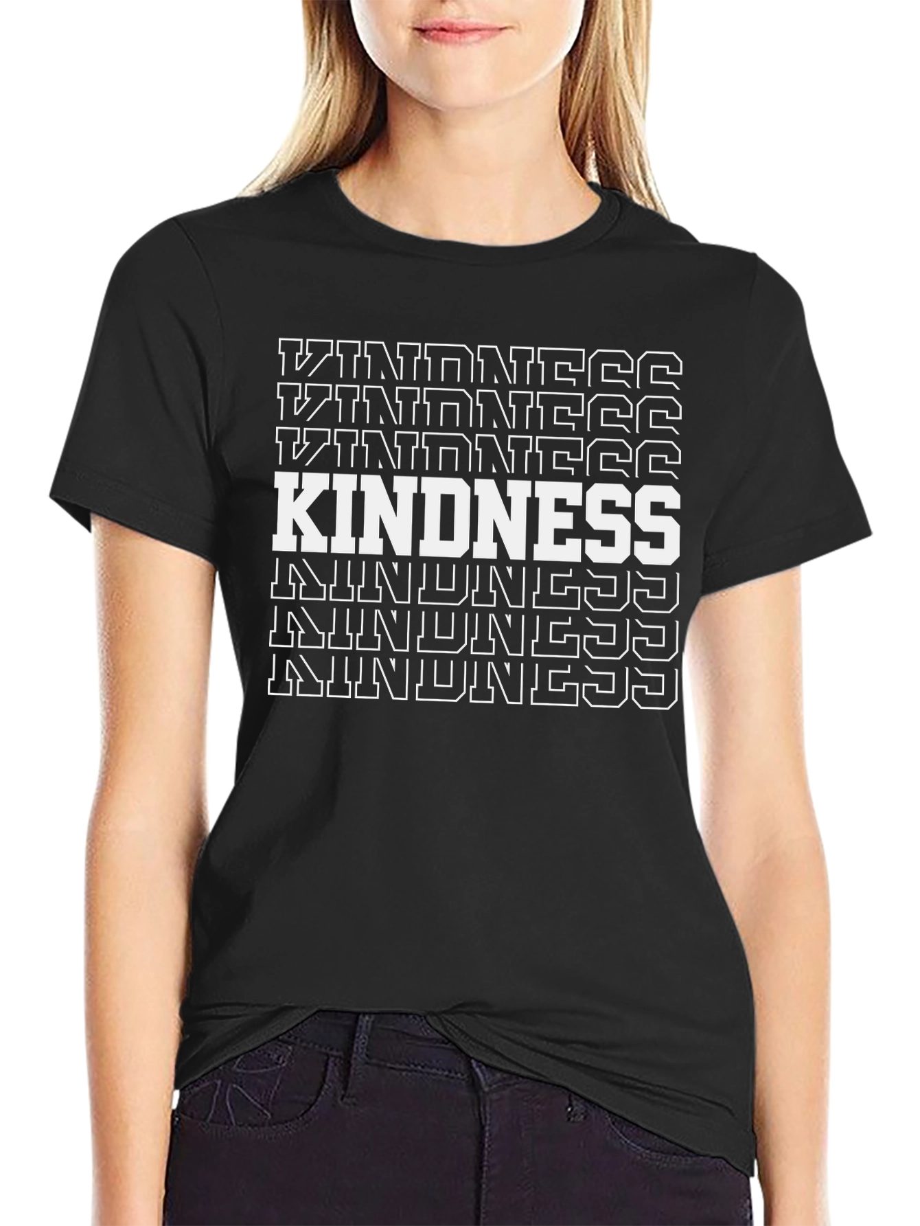 Kindness Graphic Print Black T-Shirt