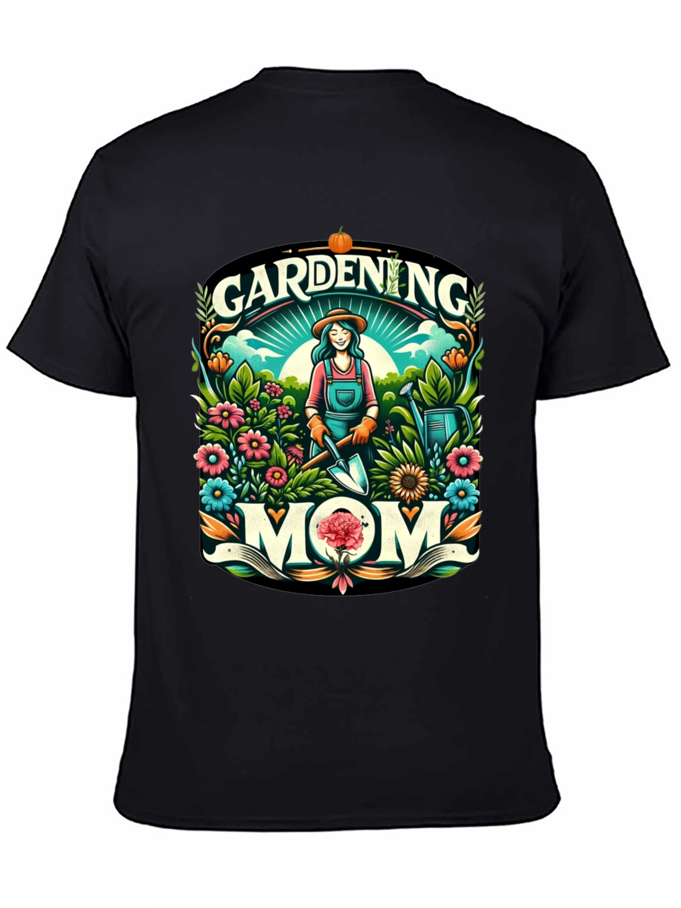 Gardening Mom Graphic Tee - Black Cotton Blend