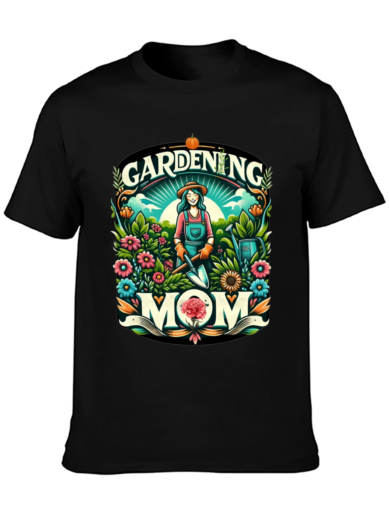 Gardening Mom Graphic Tee - Black Cotton Blend