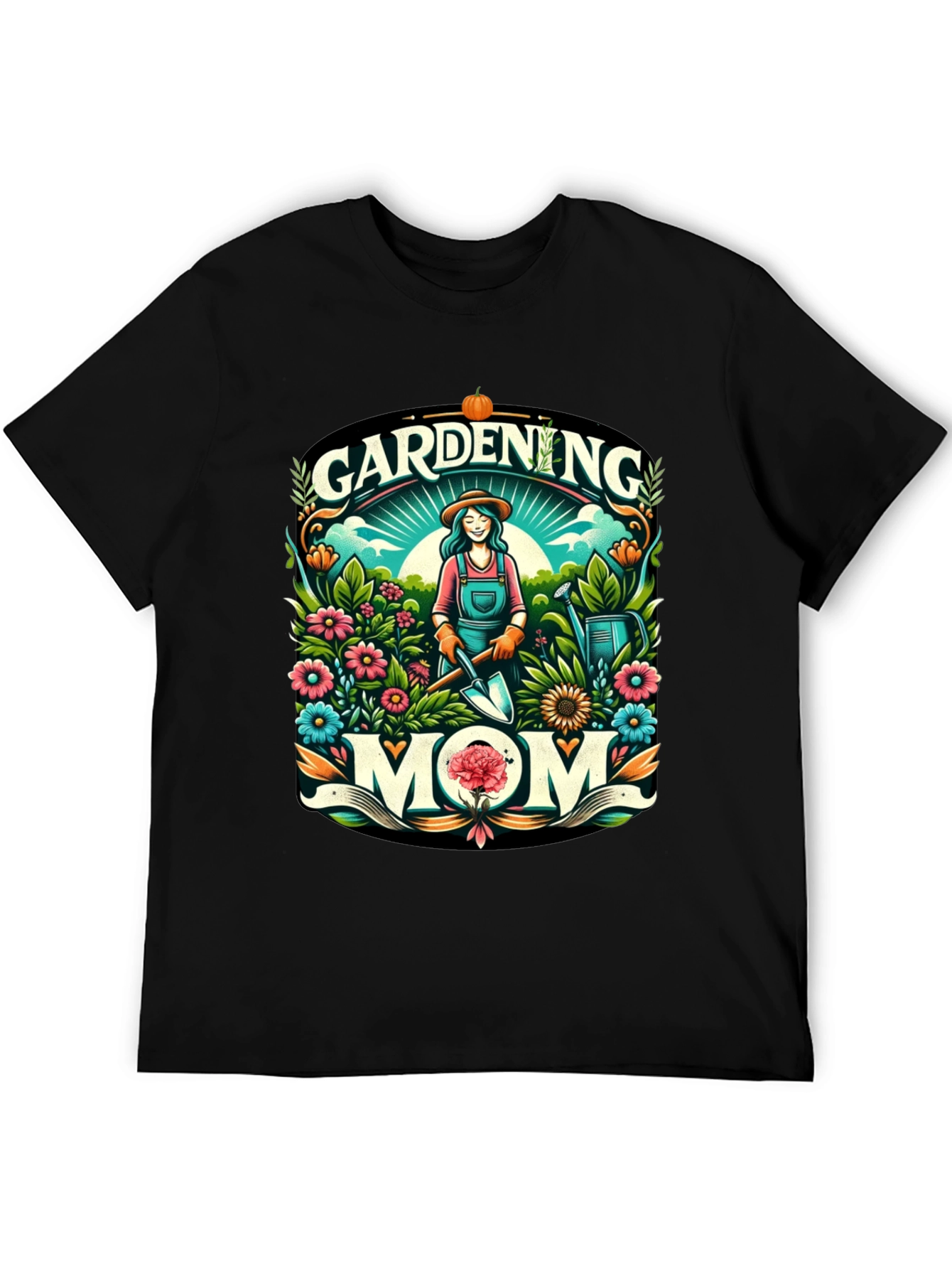 Gardening Mom Graphic Tee - Black Cotton Blend