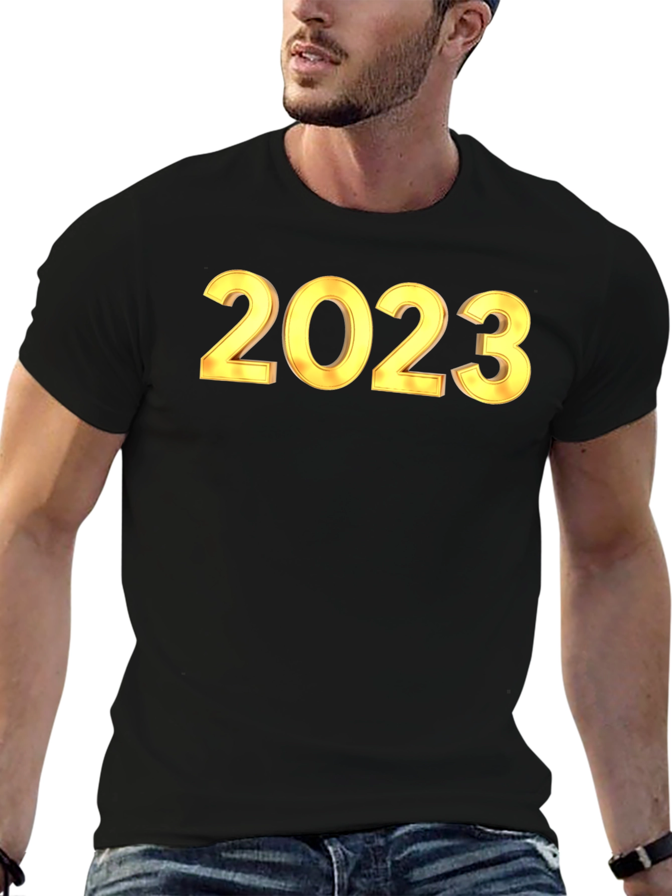 New Year 2023 Black Graphic T-Shirt
