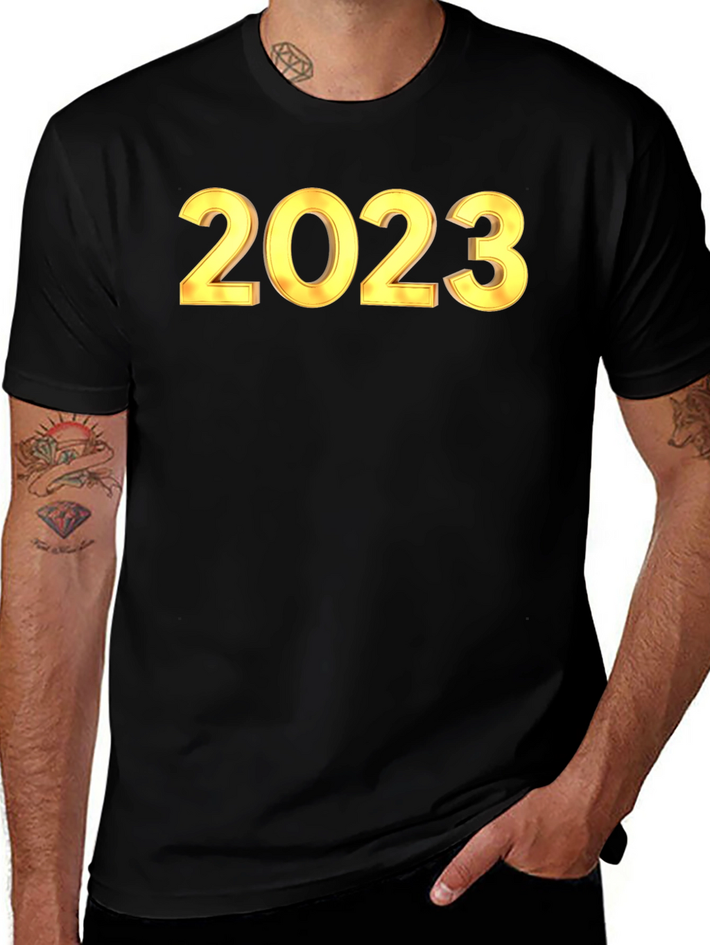 New Year 2023 Black Graphic T-Shirt