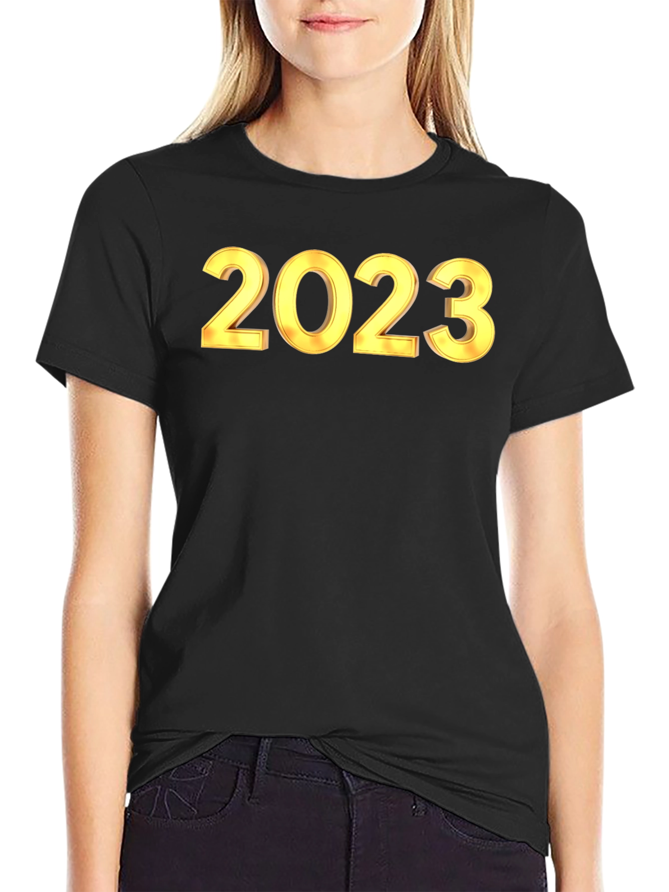 New Year 2023 Black Graphic T-Shirt