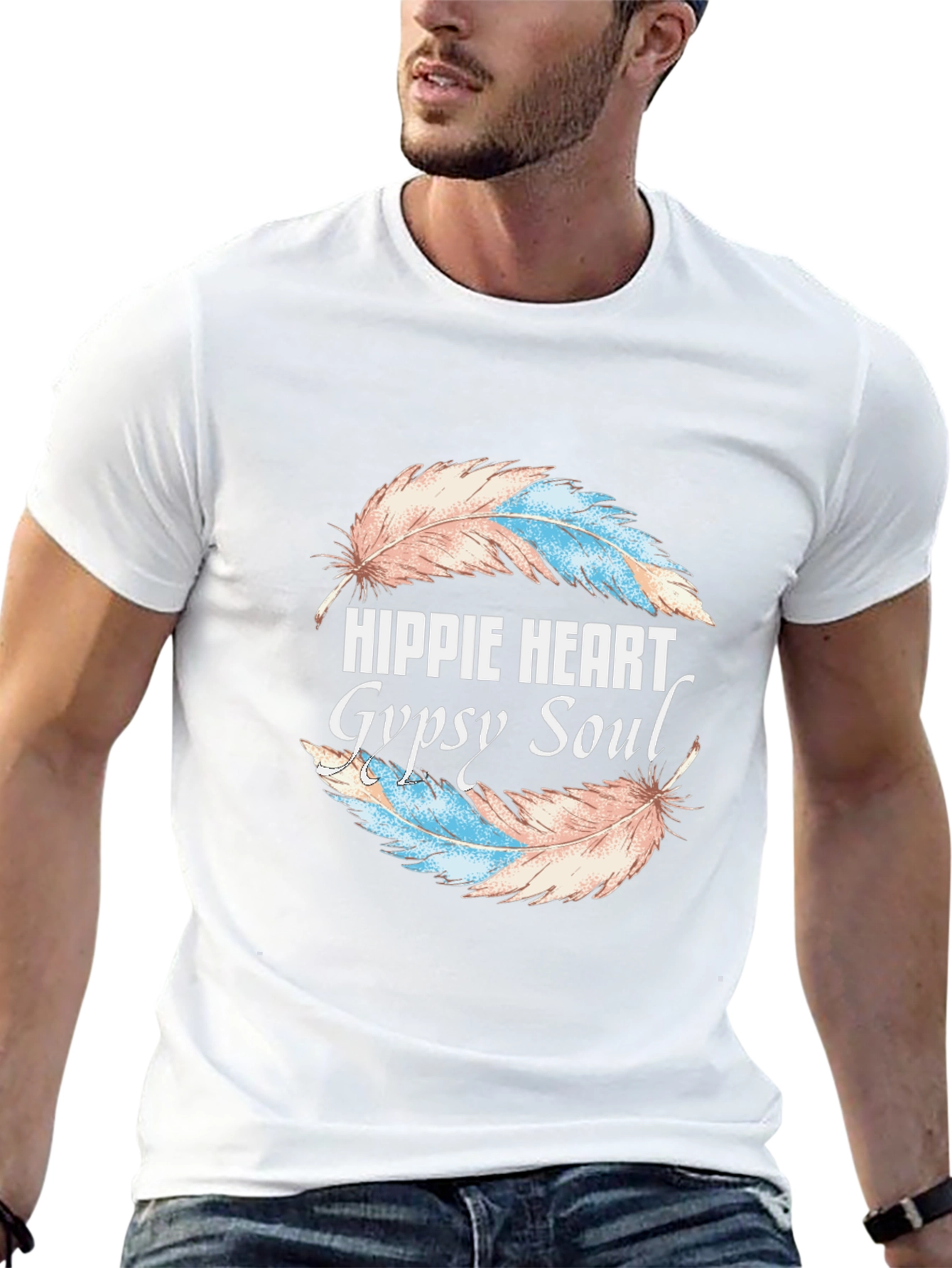 Hippie Heart Gypsy Soul Feather Graphic Tee