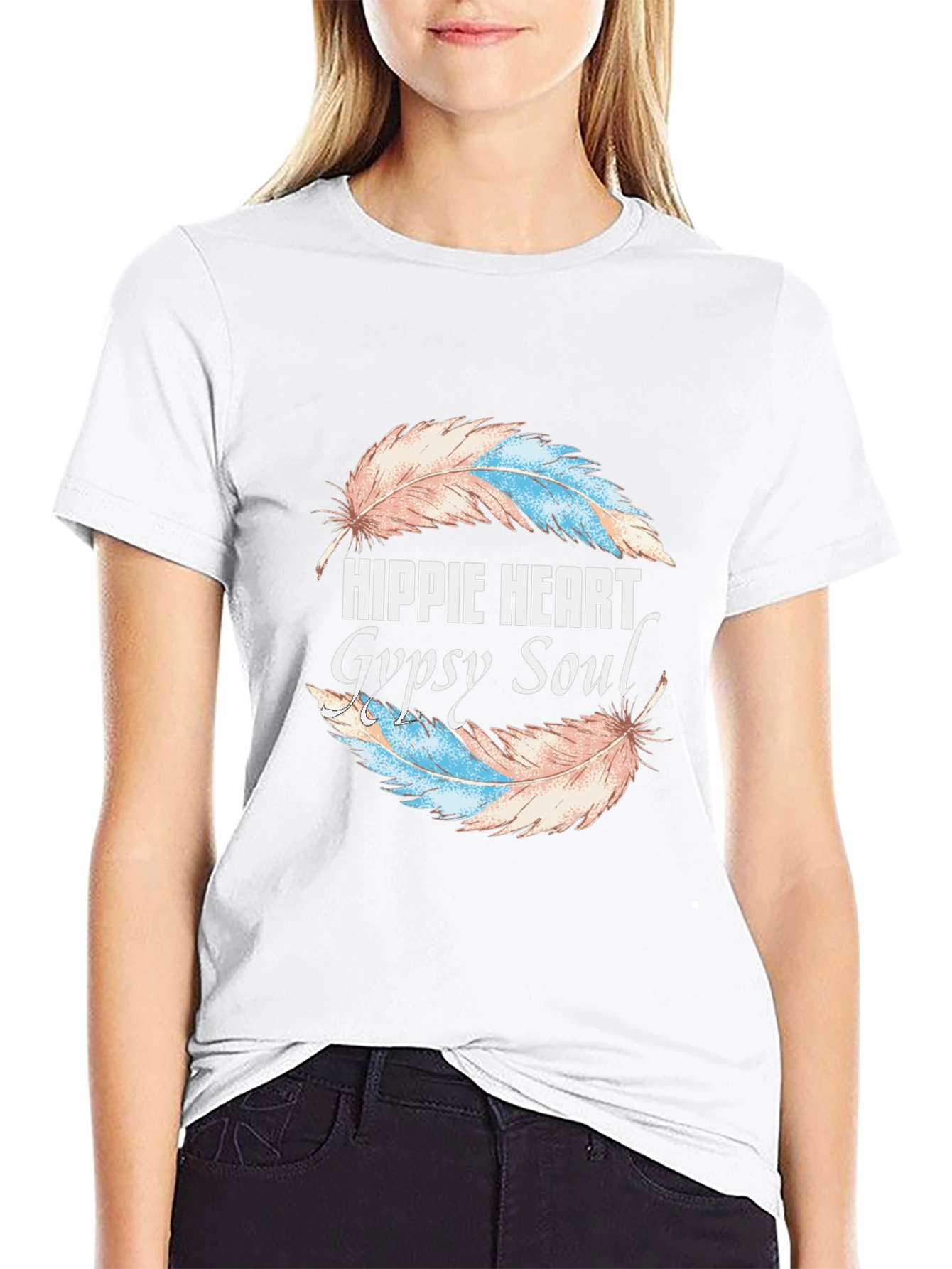 Hippie Heart Gypsy Soul Feather Graphic Tee