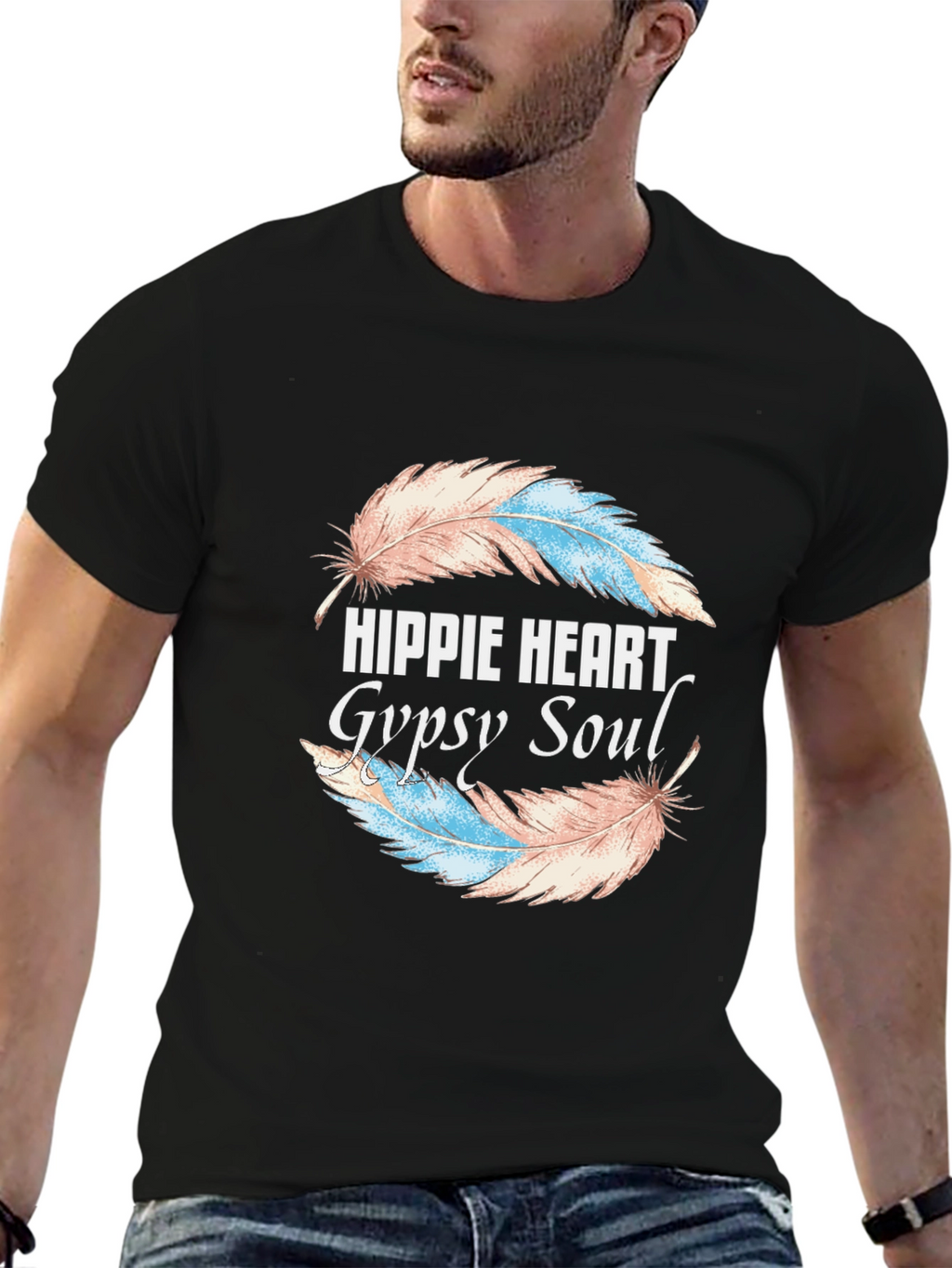 Hippie Heart Gypsy Soul Feather Graphic Tee