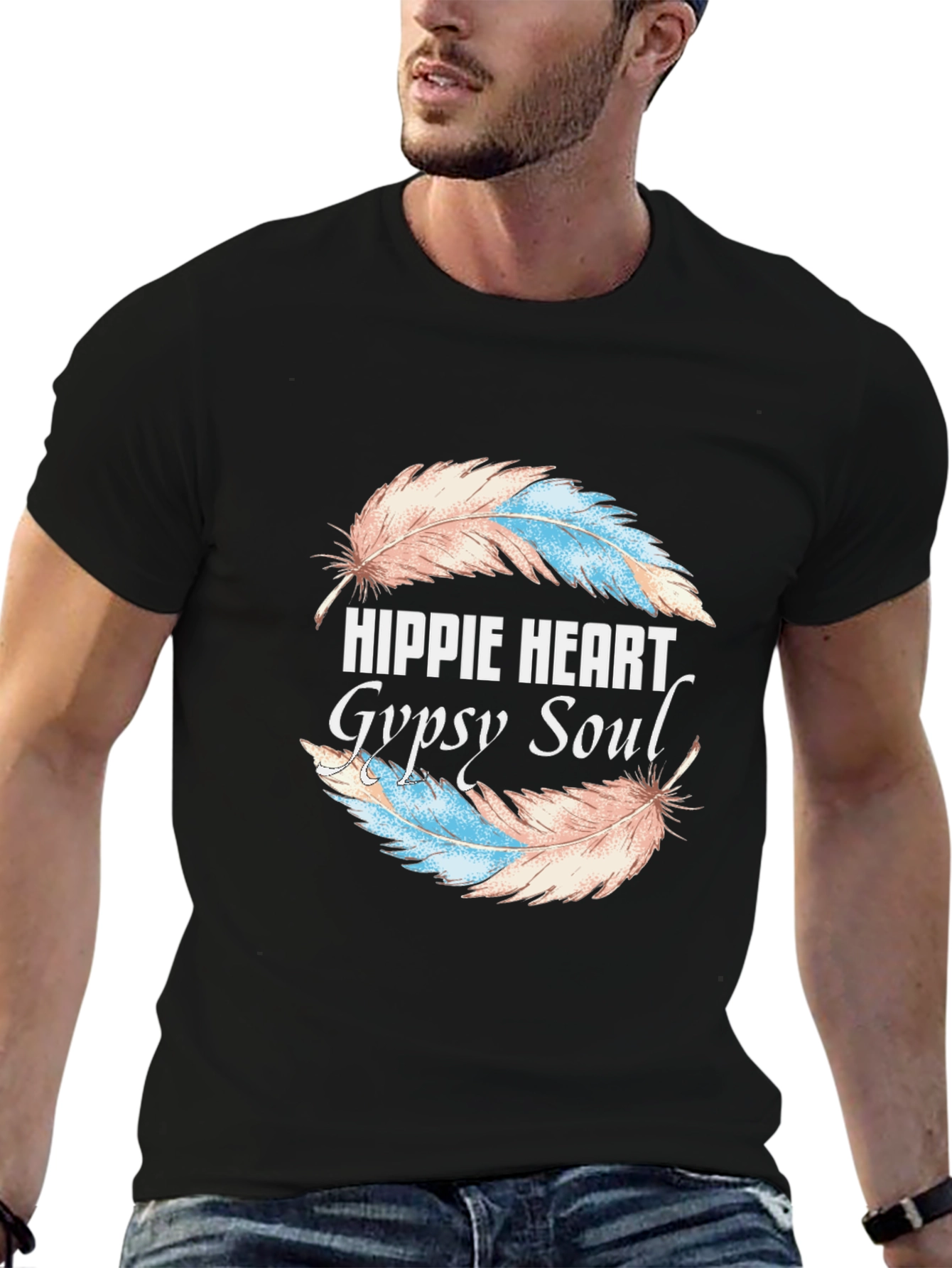 Hippie Heart Gypsy Soul Feather Graphic Tee