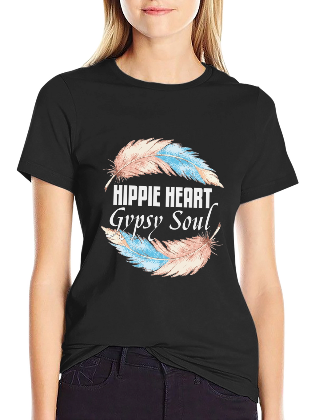 Hippie Heart Gypsy Soul Feather Graphic Tee
