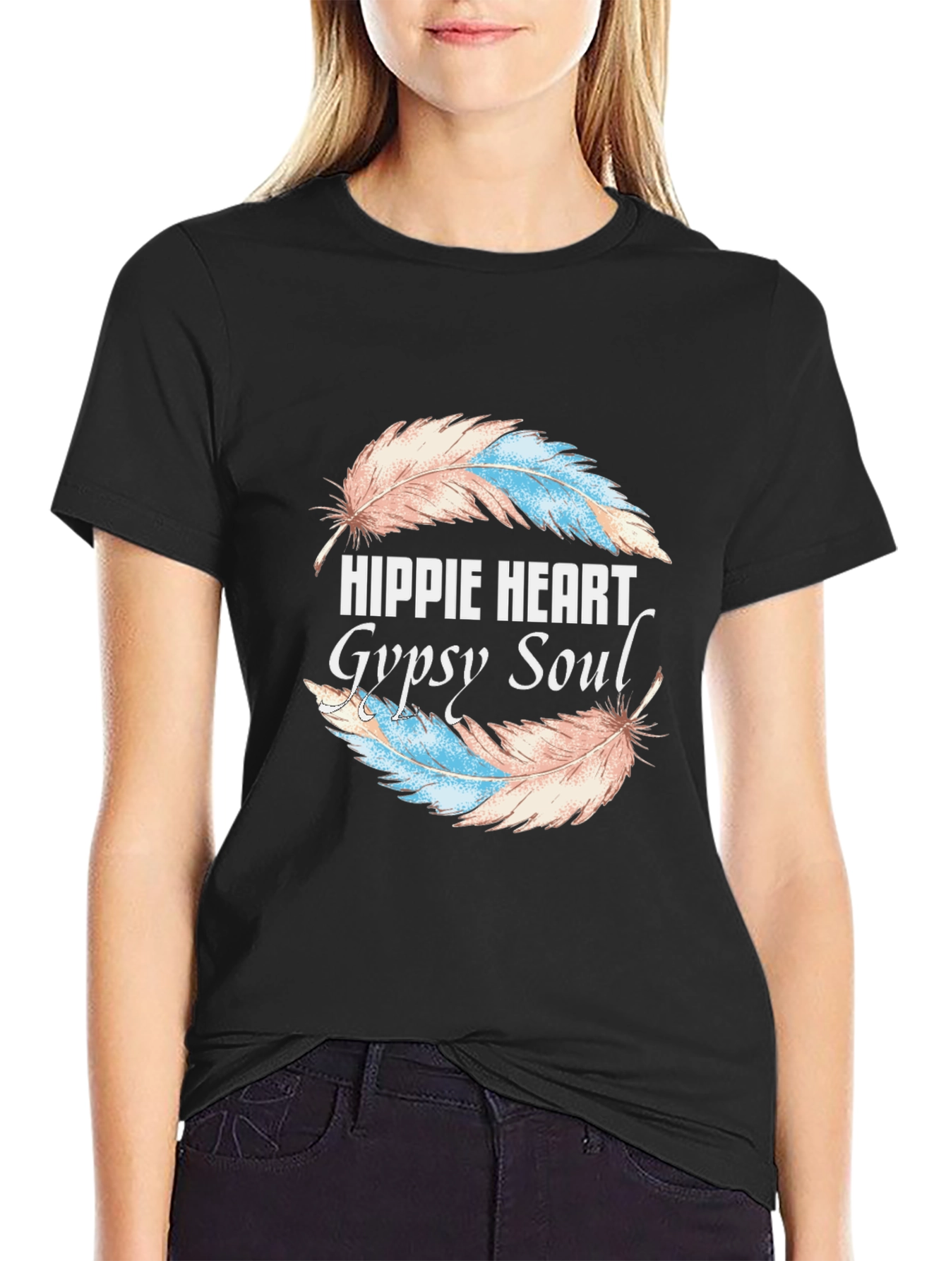 Hippie Heart Gypsy Soul Feather Graphic Tee