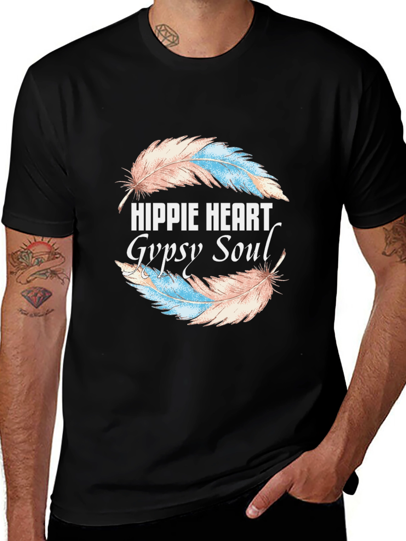 Hippie Heart Gypsy Soul Feather Graphic Tee