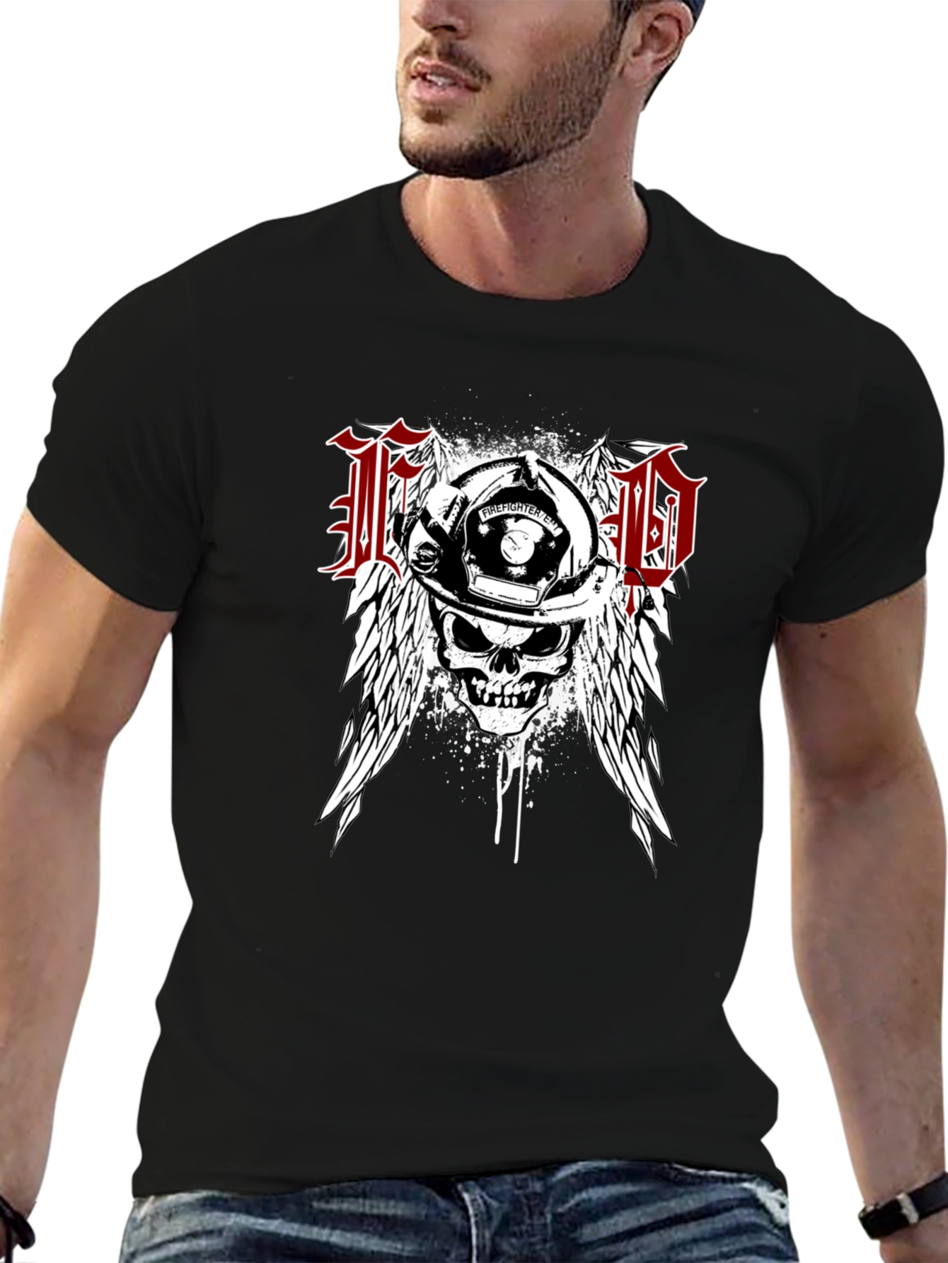Firefighter Skull Wings T-Shirt