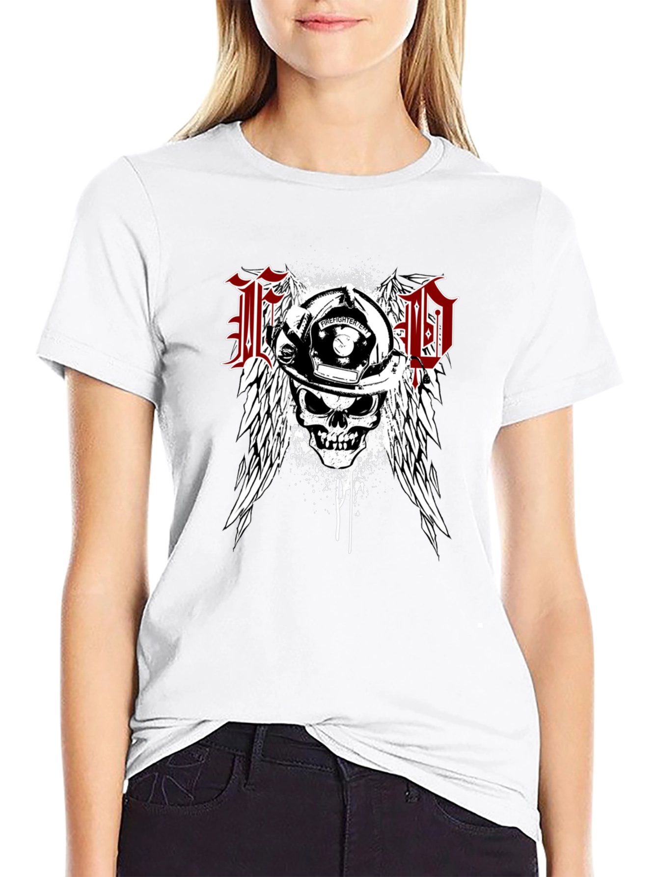 Firefighter Skull Wings T-Shirt