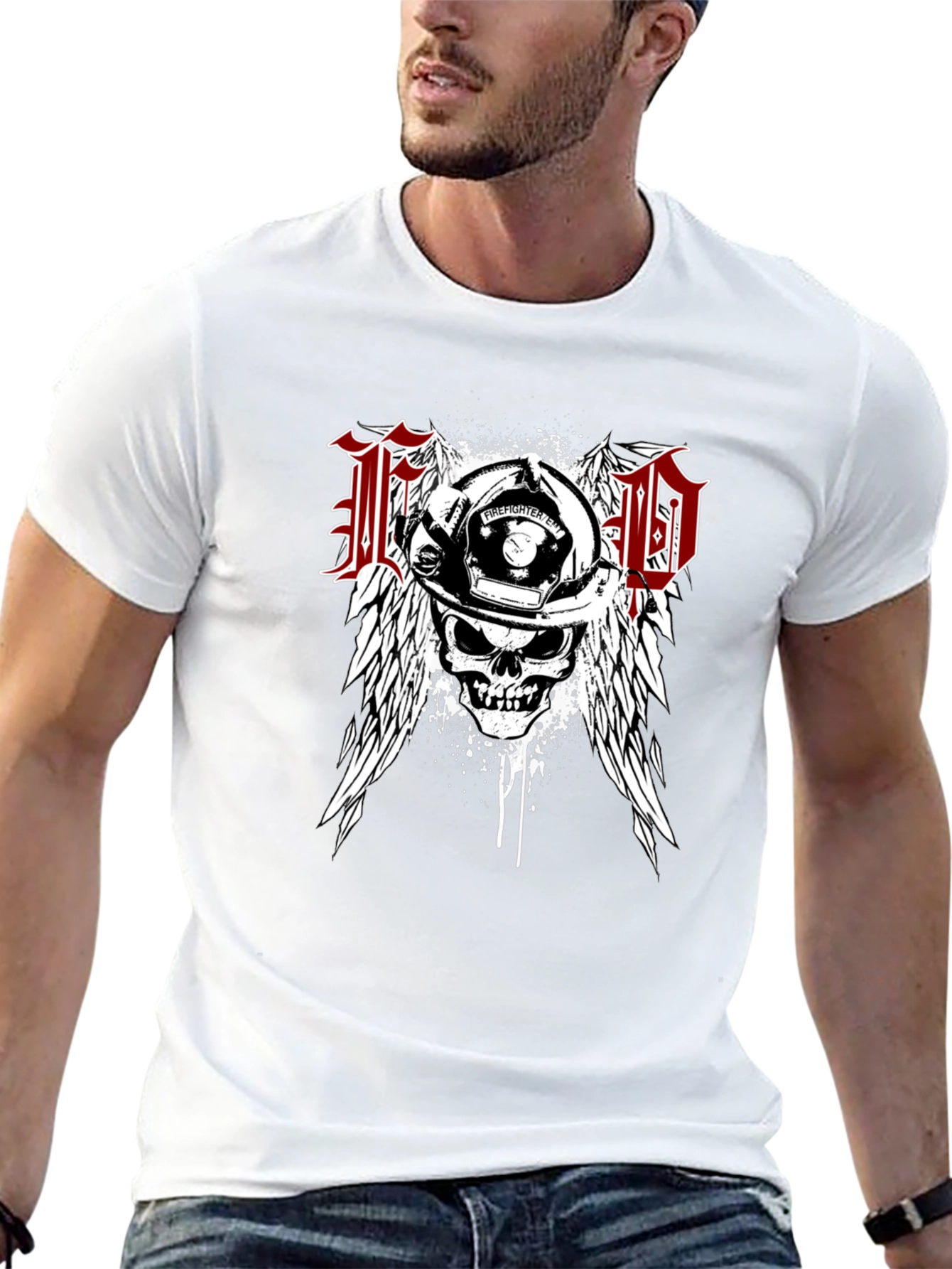 Firefighter Skull Wings T-Shirt