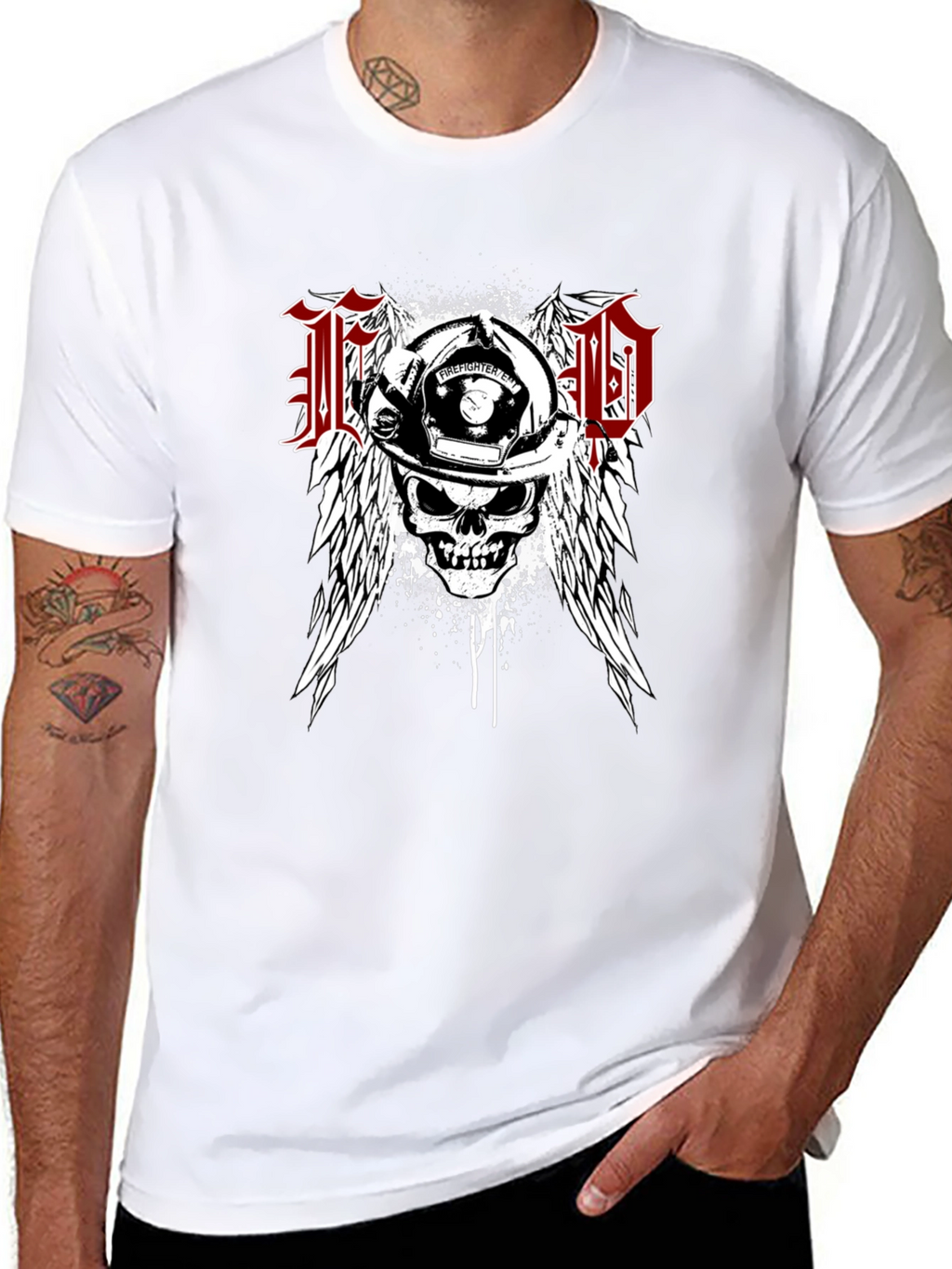 Firefighter Skull Wings T-Shirt